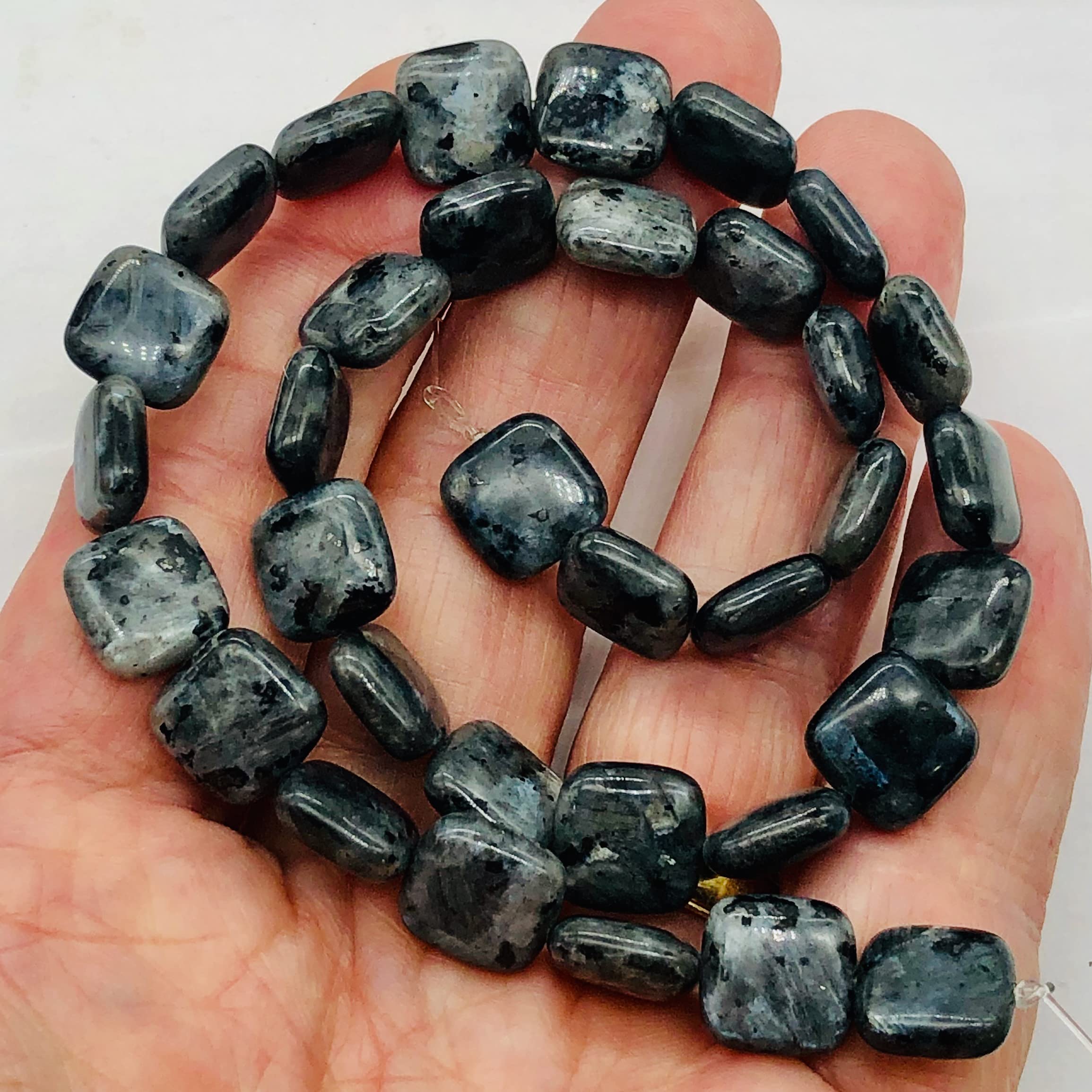 Speckled Labradorite Square Coin Beads - 16