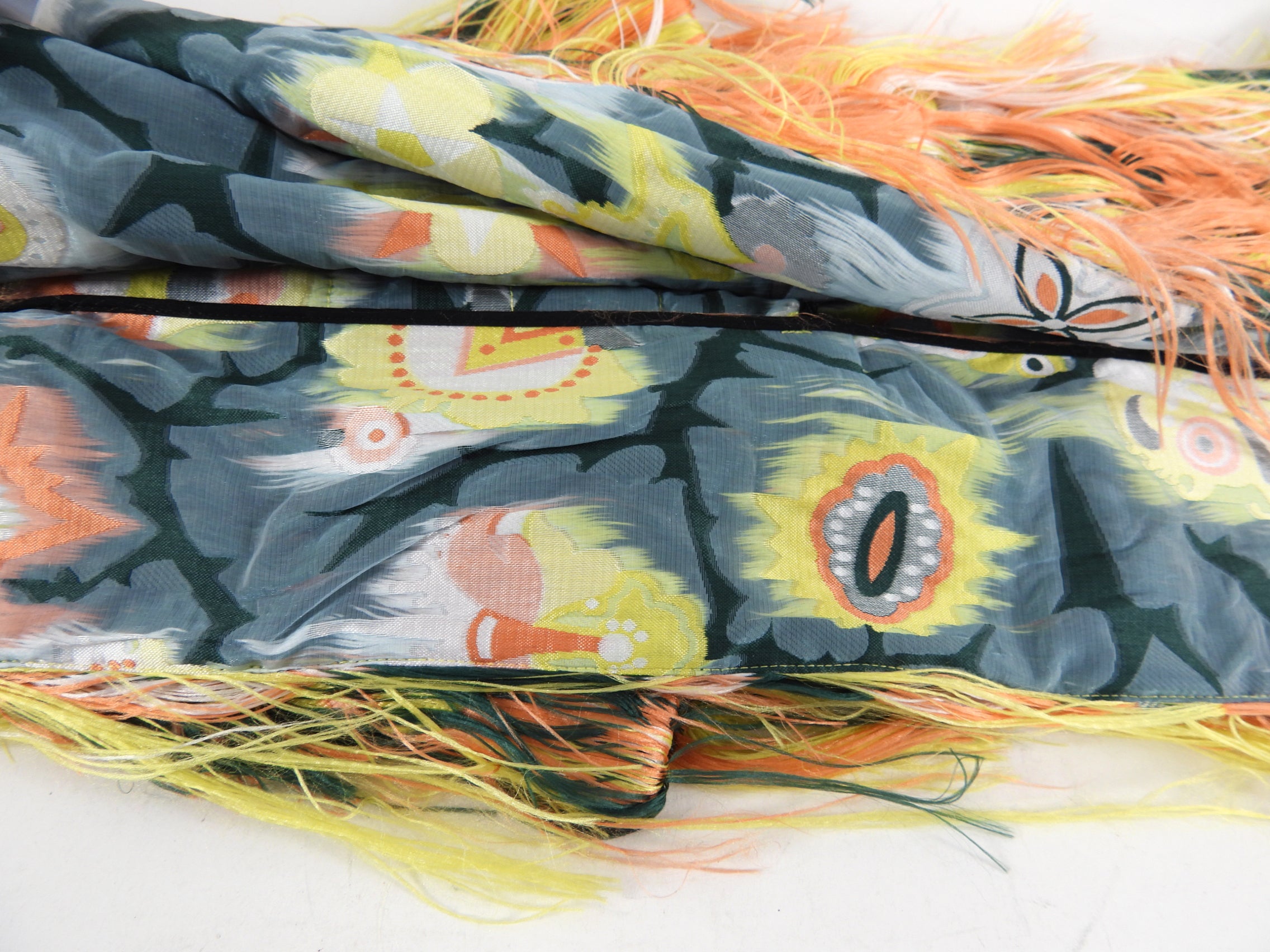 Emilio Pucci Orange & Green Fringe Brocade Coat - Vintage Designer Jacket for Women | Perfect for Parties, Weddings & Special Occasions
