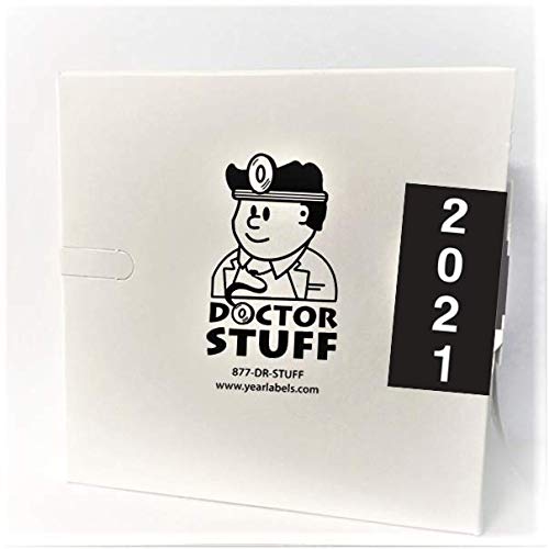 Doctor Stuff - 2021 Year Labels for X-Ray Folders, IFC AFV Compatible Series, Laminated Black Stickers, 500/Roll (4 Rolls), 1-7/8