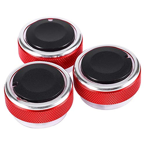 KIMISS 3-Piece Aluminum Alloy Car AC Knob Set - Heat Control Switch Accessories Compatible with Ford Vehicles | Perfect for AC System Upgrades & Interior Customization