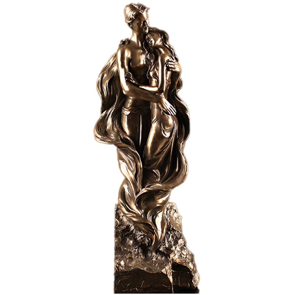 LIUSHI Embrace Couple Statues - Abstract Figurine Sculpture for Home Decor, Wedding Gift & Desktop Decoration | Elegant Metallic Finish for Living Room, Bedroom & Office Display
