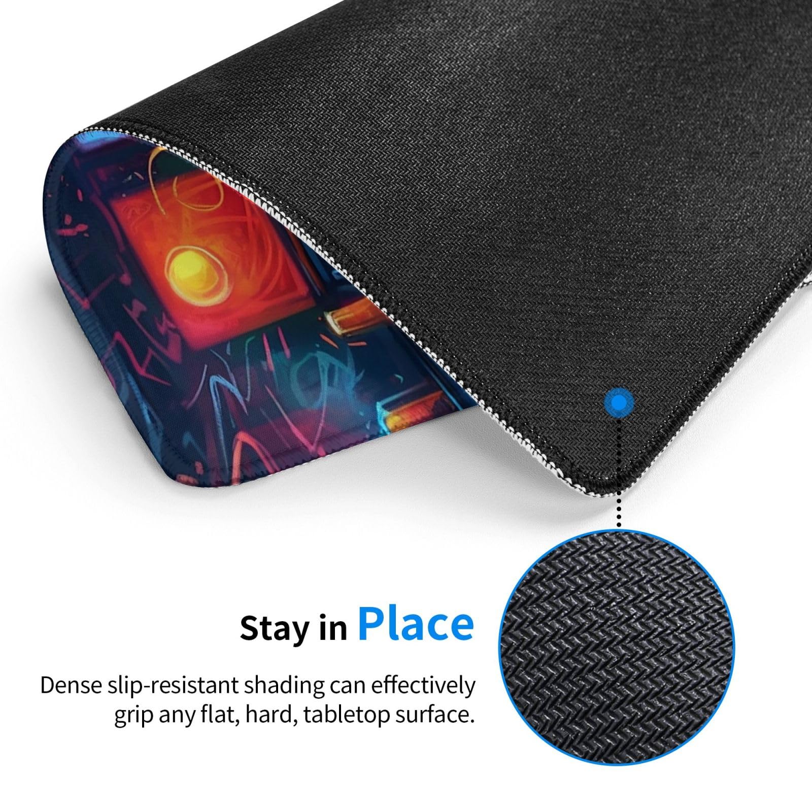 Non-Slip Gaming Mouse Pad with Anti-Slip Rubber Base - 10x12 Inch Large Mouse Mat for Wireless Mouse, Keyboard & Desk - Perfect for Home Office, PC Gaming & Workstations (Black)