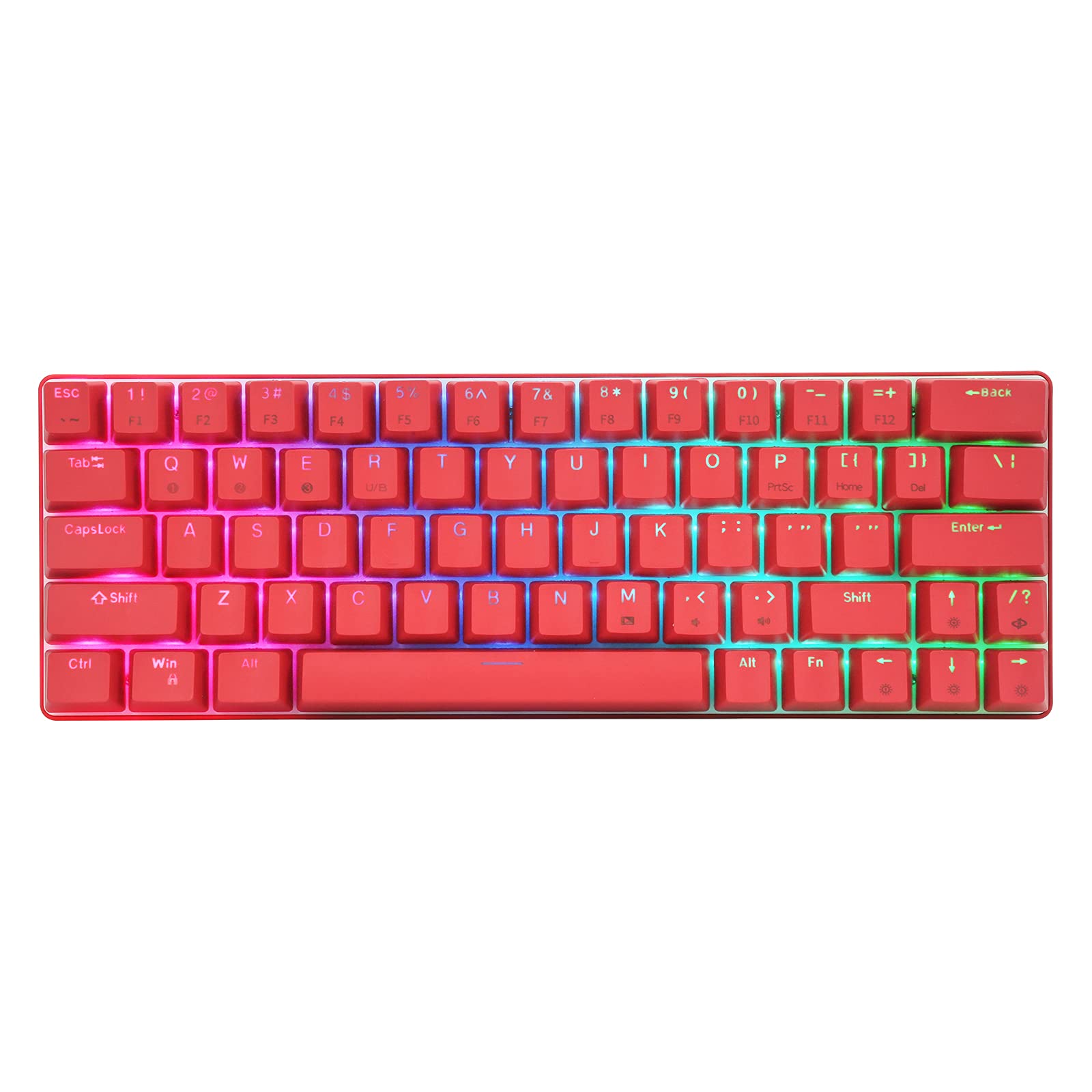 IEMUDJ CQ63 63-Key Compact Mechanical Gaming Keyboard - Wired & Bluetooth 5.0 Dual Mode, Outemu Blue Switches, RGB Backlit - Compatible with PC, Mac, Laptop, Tablet (Ideal for Gaming, Office Work & Typing)
