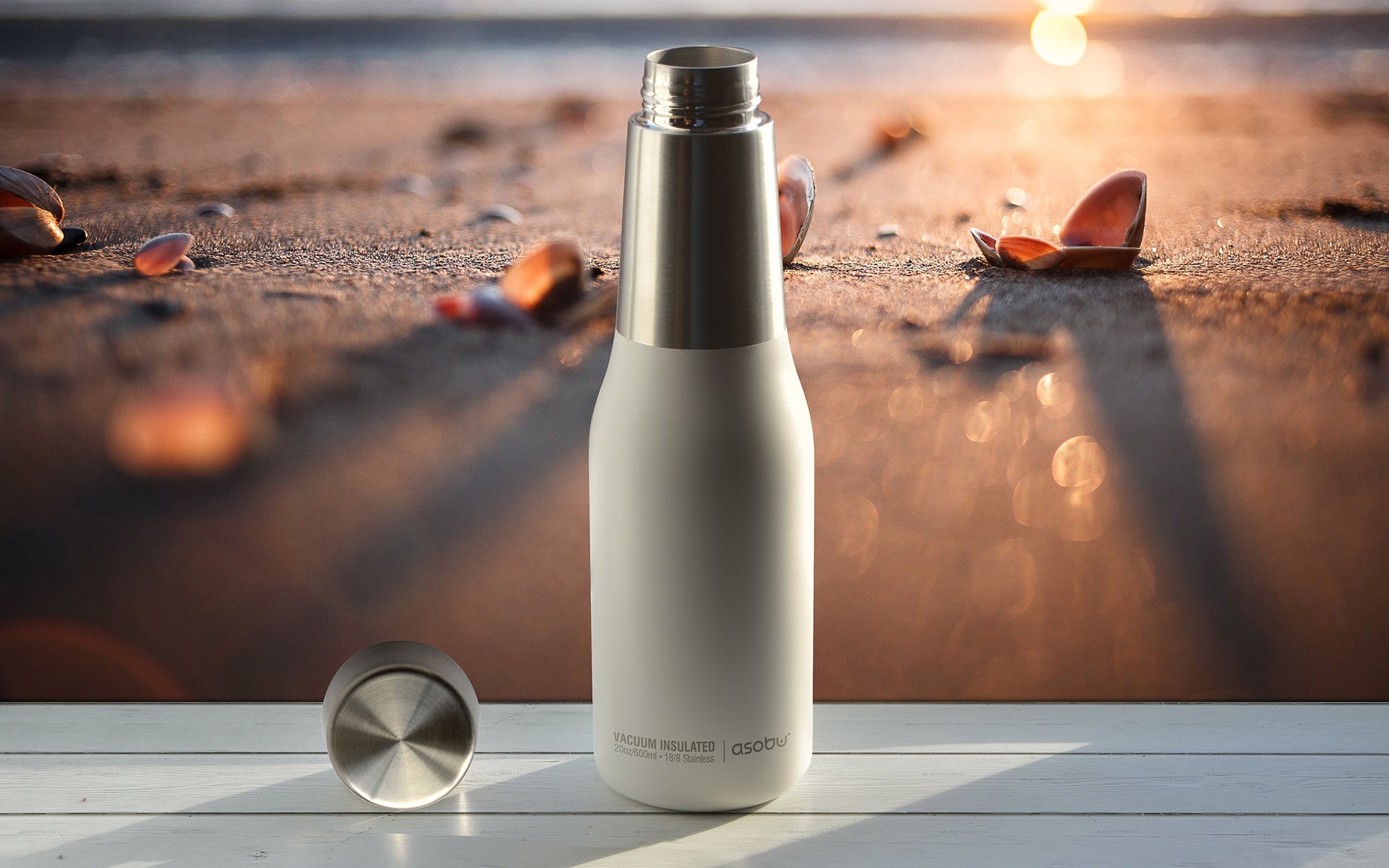 Asobu The Oasis 20oz Vacuum Insulated Stainless Steel Water Bottle - Double Wall Leakproof Design, White - Perfect for Gym, Hiking, Travel & Everyday Hydration