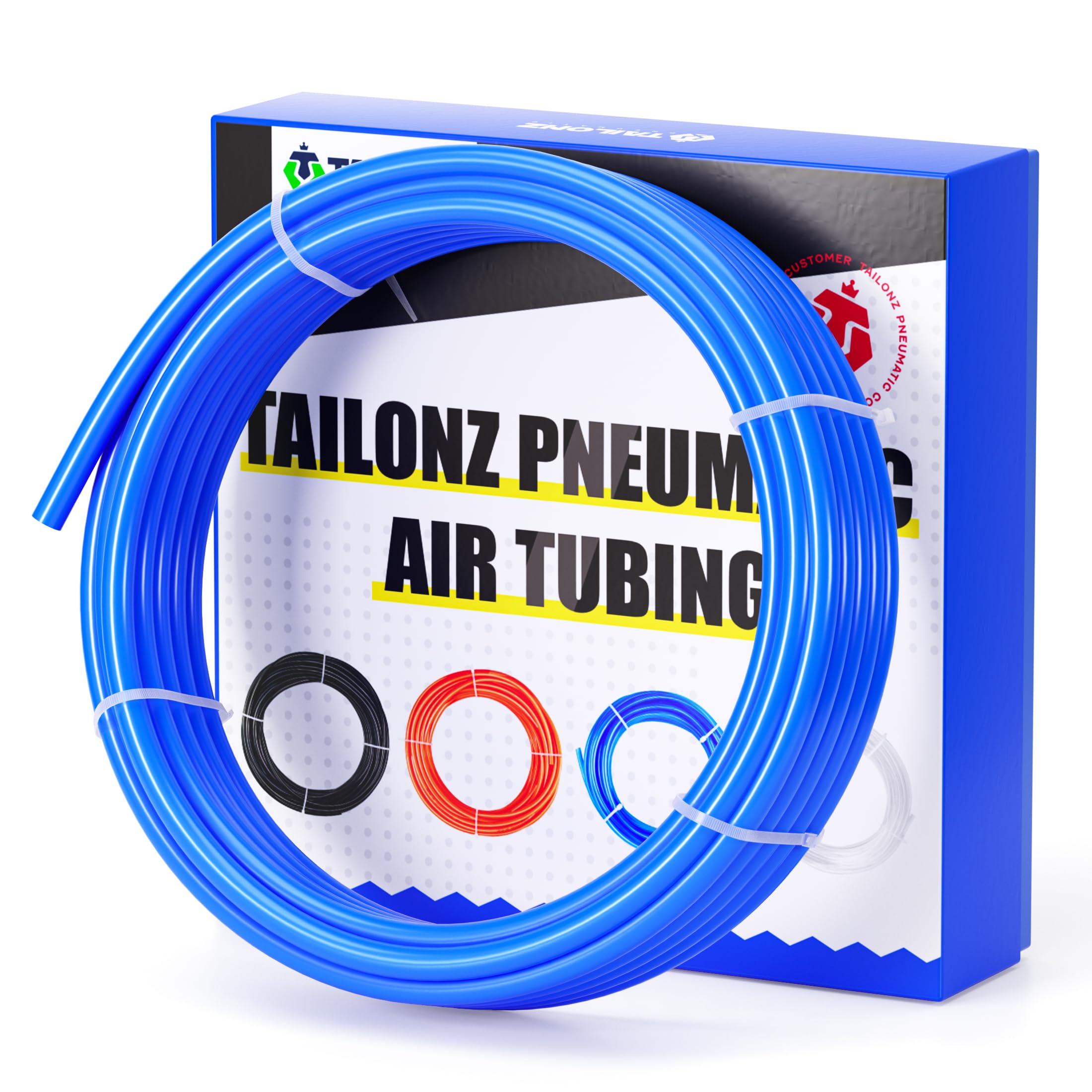 TAILONZ PNEUMATIC Blue 1/4 Inch OD 10 Meters PU Air Hose - High Pressure Flexible Polyurethane Tube for Air Compressor, Pneumatic Tools, and Fluid Transfer - Ideal for Industrial, Automotive, and DIY Projects
