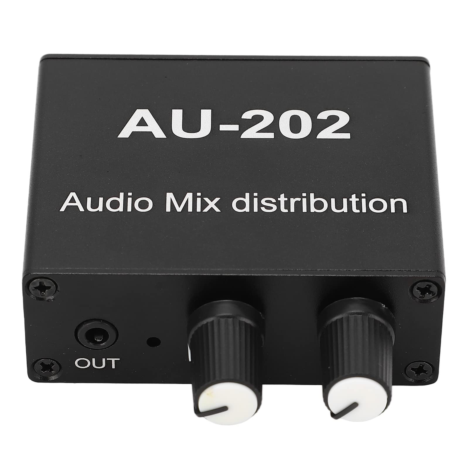 Deosdum 2-in 2-out Stereo Audio Mixer - 3.5mm Jack Plug & Play Aluminum Alloy Mixer Amplifier - Perfect for Podcasting, Live Streaming & Home Studio Recording
