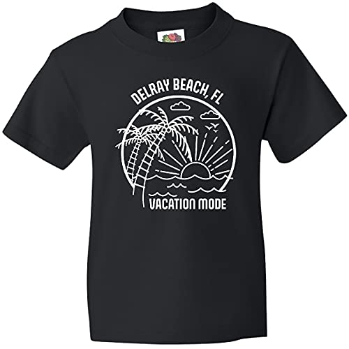 Inktastic Summer Vacation Mode Delray Beach Florida Youth T-Shirt | Cute Florida Graphic Tee for Kids & Teens | Beach Trip, Vacation Outfit, Casual Wear