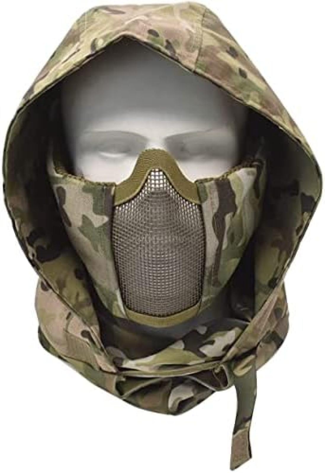 Tactical Airsoft Mask - Military CS Paintball Protective Gear with Foldable Half Face Net & Goggles | Outdoor Combat Training & Airsoft Games