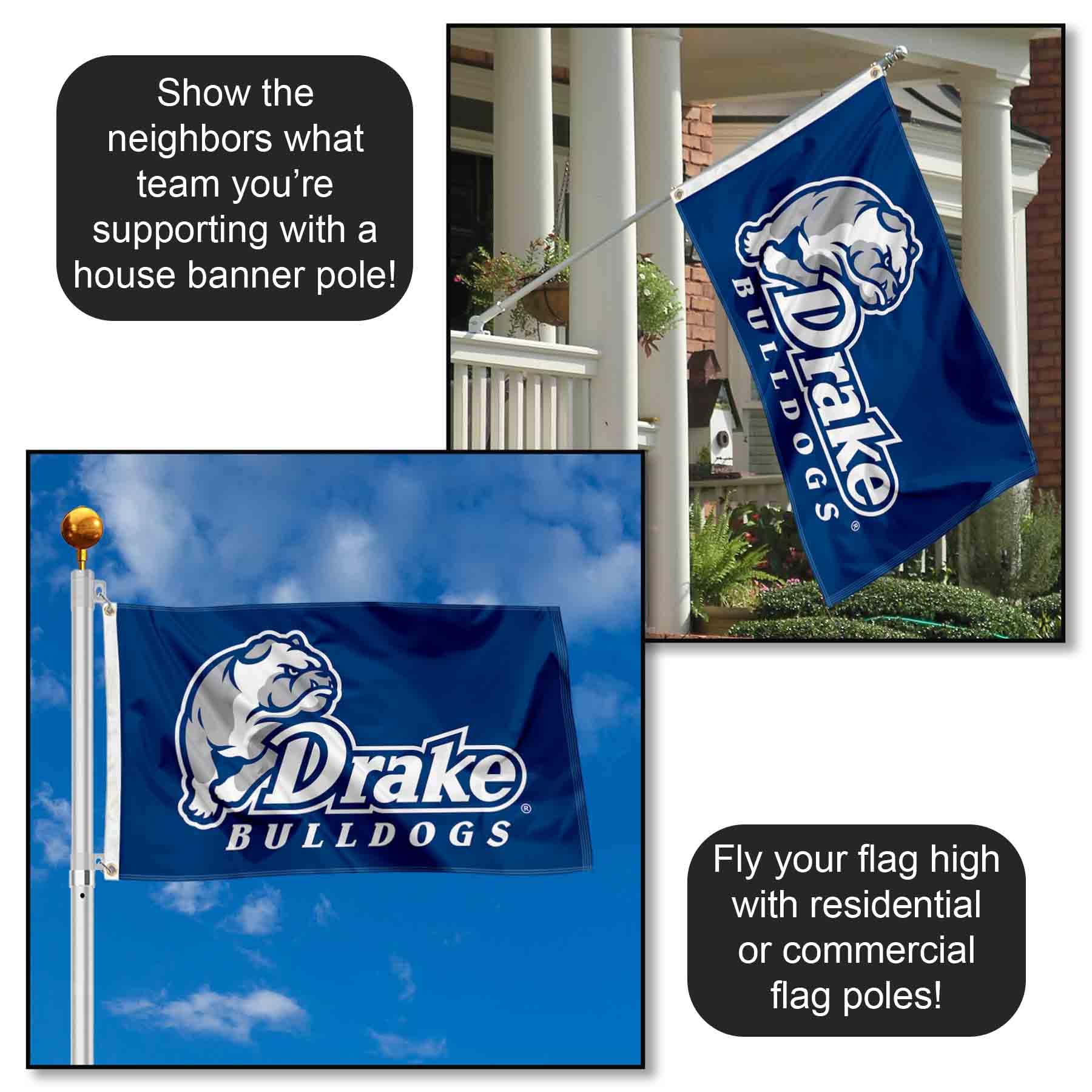 Drake Bulldogs University Large College Flag - 3x5 Feet NCAA Team Banner for Game Day, Tailgating, Dorm Room & Fan Decor