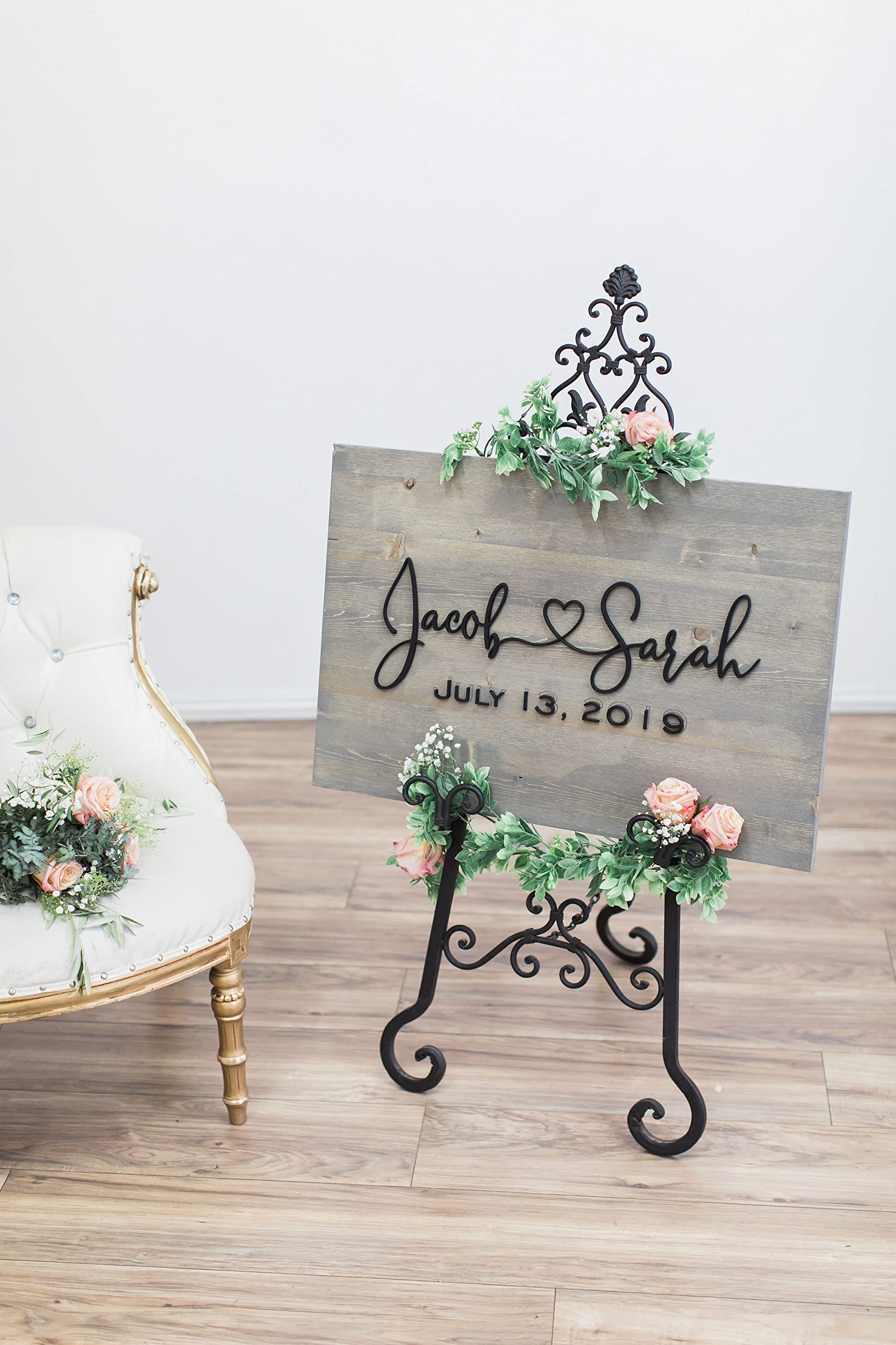 Custom 3D Wooden Wedding Welcome Sign - 18x24 Inch Walnut & Black Letter - Perfect for Wedding Receptions, Bridal Showers & Anniversary Decor