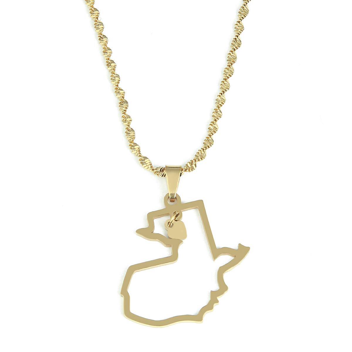 Stainless Steel Guatemala Map Pendant Necklace - Gold Tone Women's Jewelry with Heart-Shaped Guatemala Map Charm - Perfect for Travel Lovers, Gifts & Cultural Fashion Accessories
