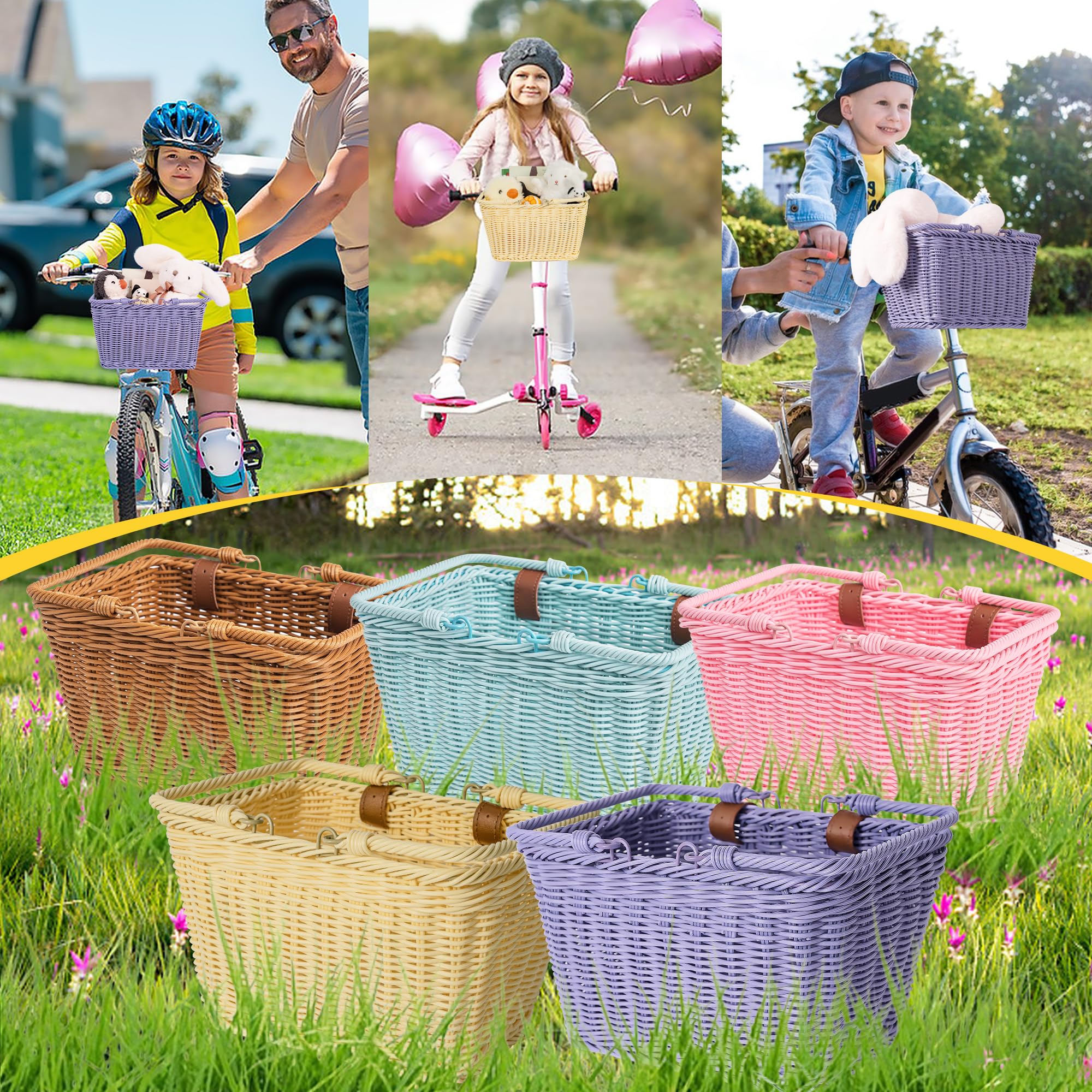 GRANNY SAYS Kids Bike Basket - Front Wicker Bicycle Basket for Boys & Girls, 9.75