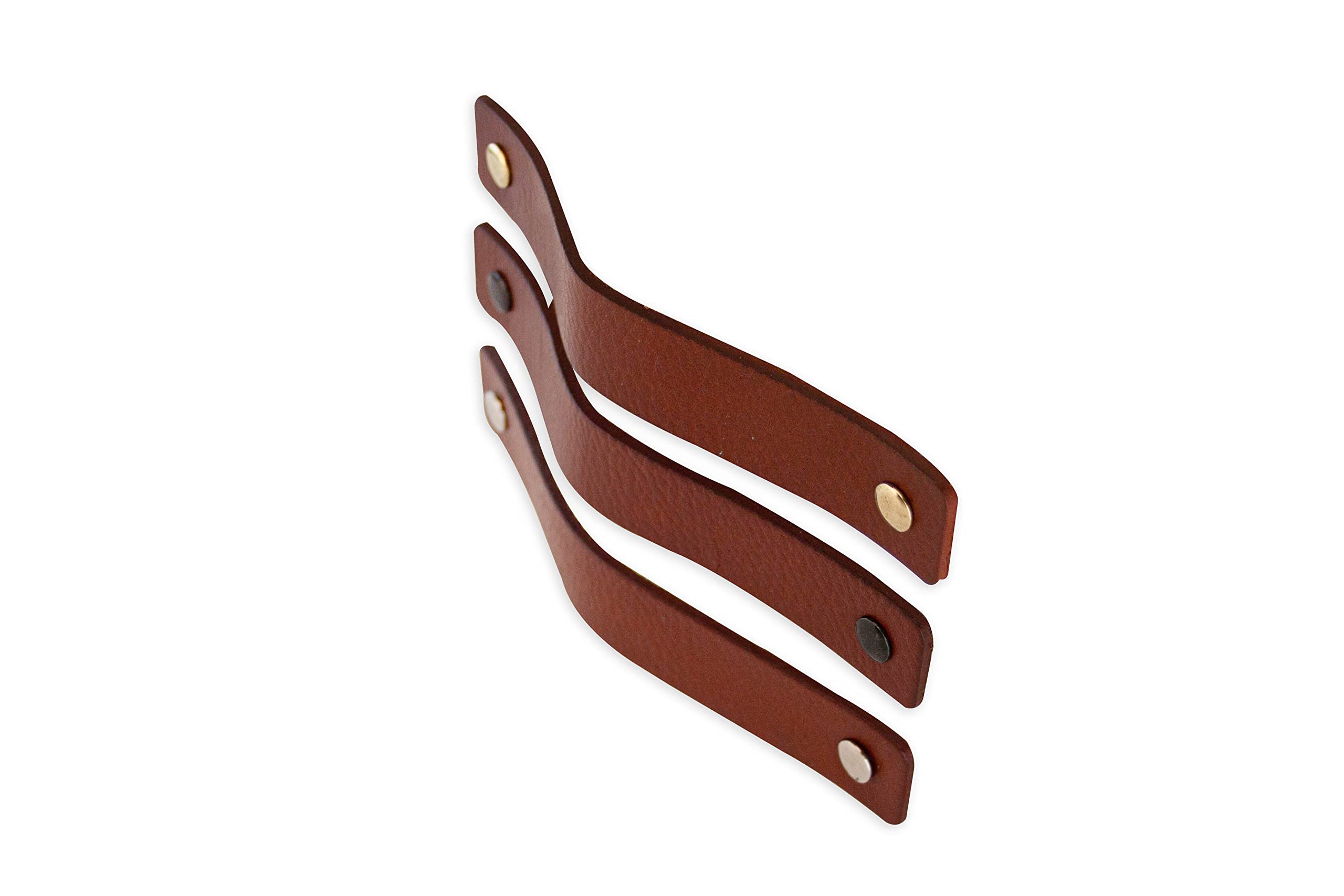 Brute Strength Leather Furniture Handles 24-Piece Set - 6.5x1 Inch Cognac Cabinet Pulls - Solid Wood Door Handles for Kitchen, Bathroom, Dresser & Cabinet Upgrades - Perfect for Home Renovation & DIY Projects