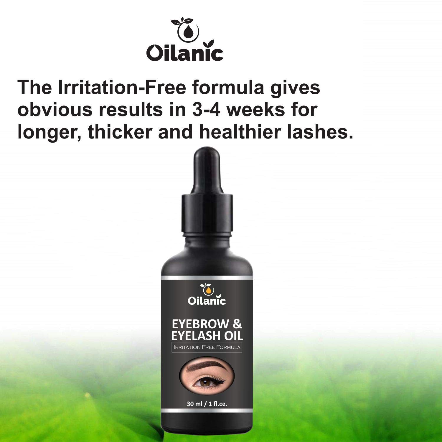 Oilanic 100% Pure Organic Eyebrow & Eyelash Growth Oil - 30ml | Natural Lash & Brow Enhancer for Thicker, Fuller Hair | Perfect for Nighttime Treatment & Daily Conditioning