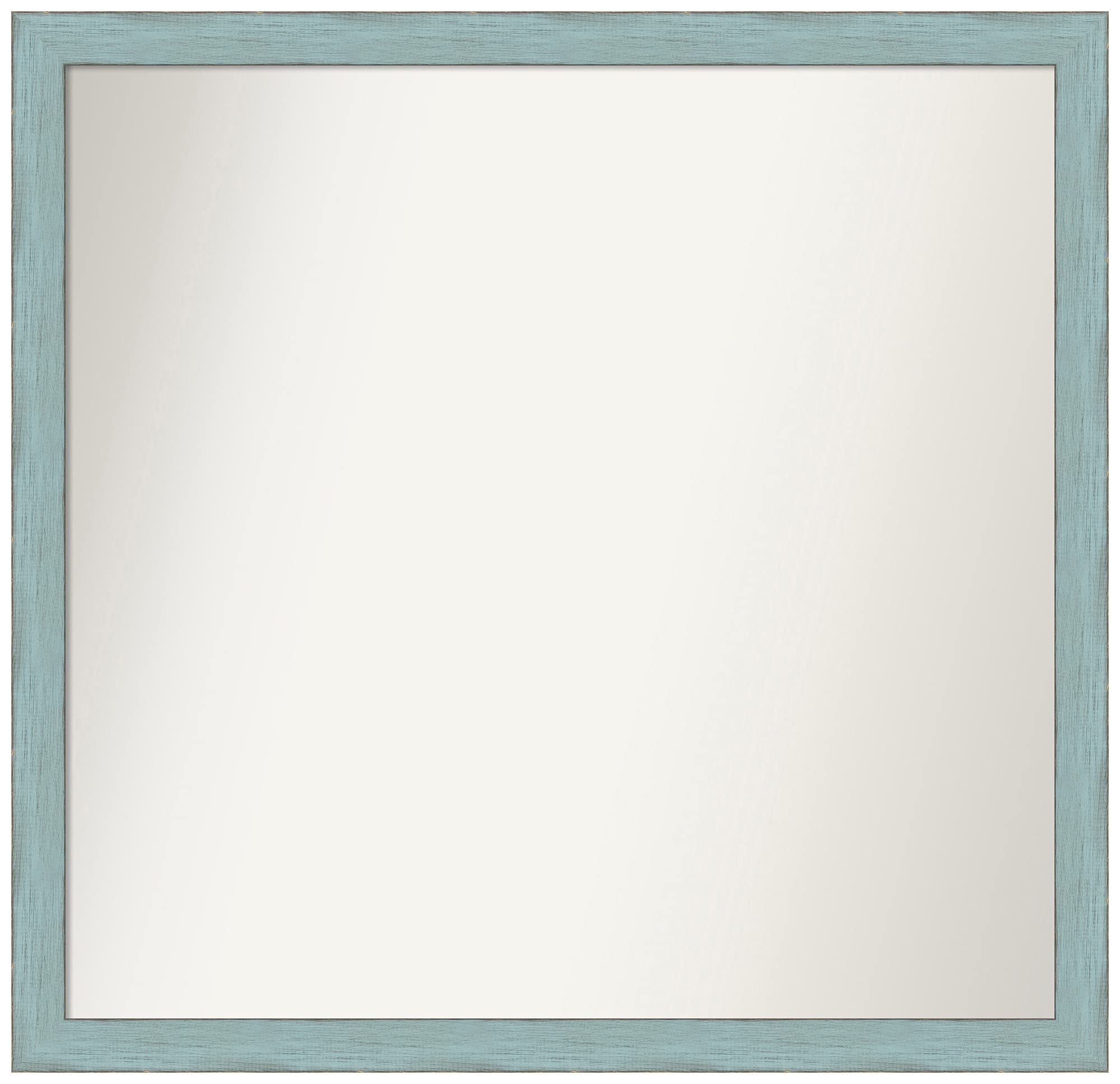 Amanti Art Sky Blue Rustic Frame Non-Beveled Custom Wall Mirror - 29.25 x 30.25 Inches (Various Sizes Available) - Perfect for Bathroom, Bedroom, or Entryway Decor
