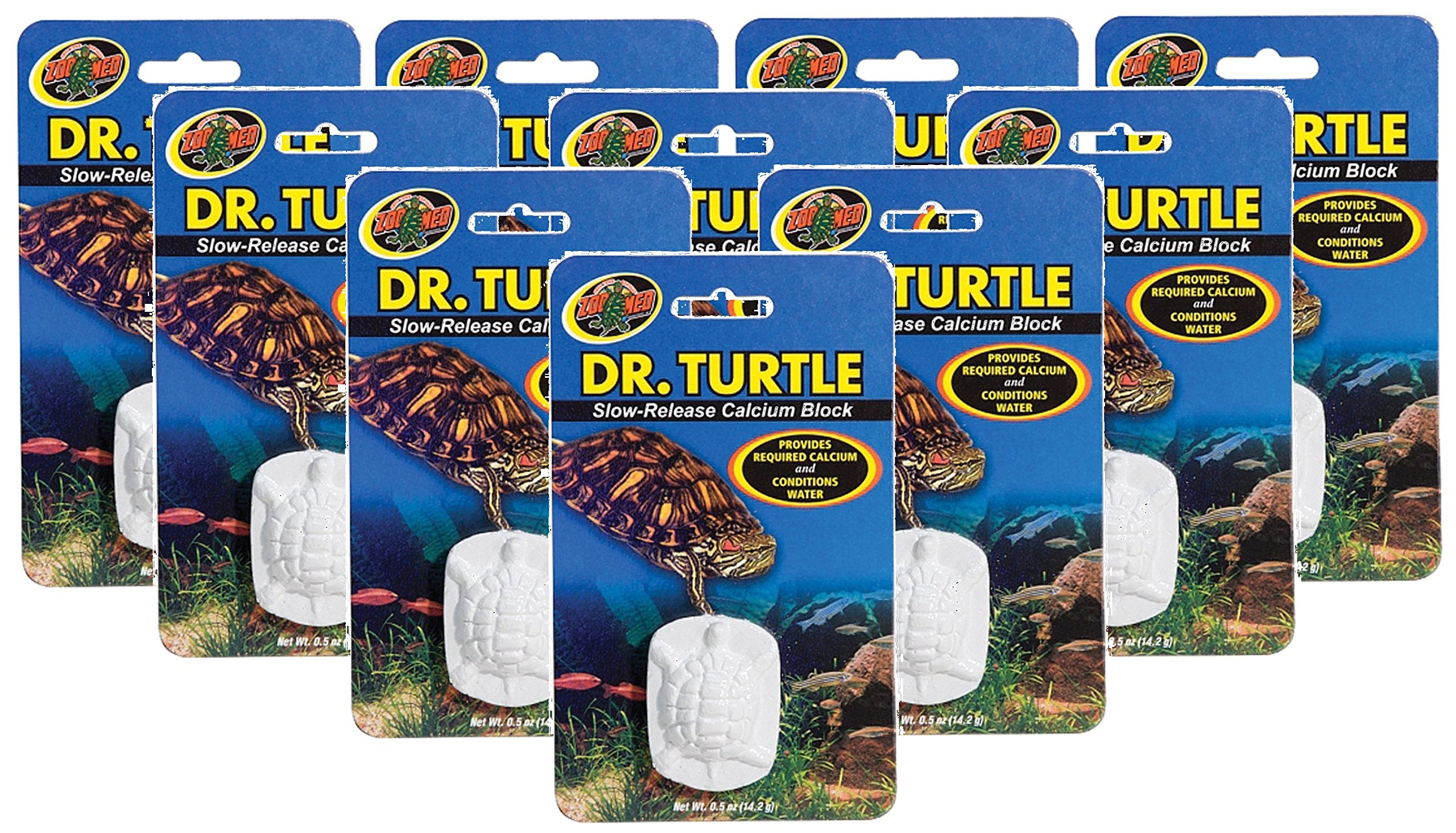 Zoo Med Dr.Turtle Slow-Release Calcium Block - 10 Pack for Aquatic Turtles | Essential Calcium Supplement for Healthy Shell & Bone Growth | Perfect for Turtle Tanks & Aquatic Habitats