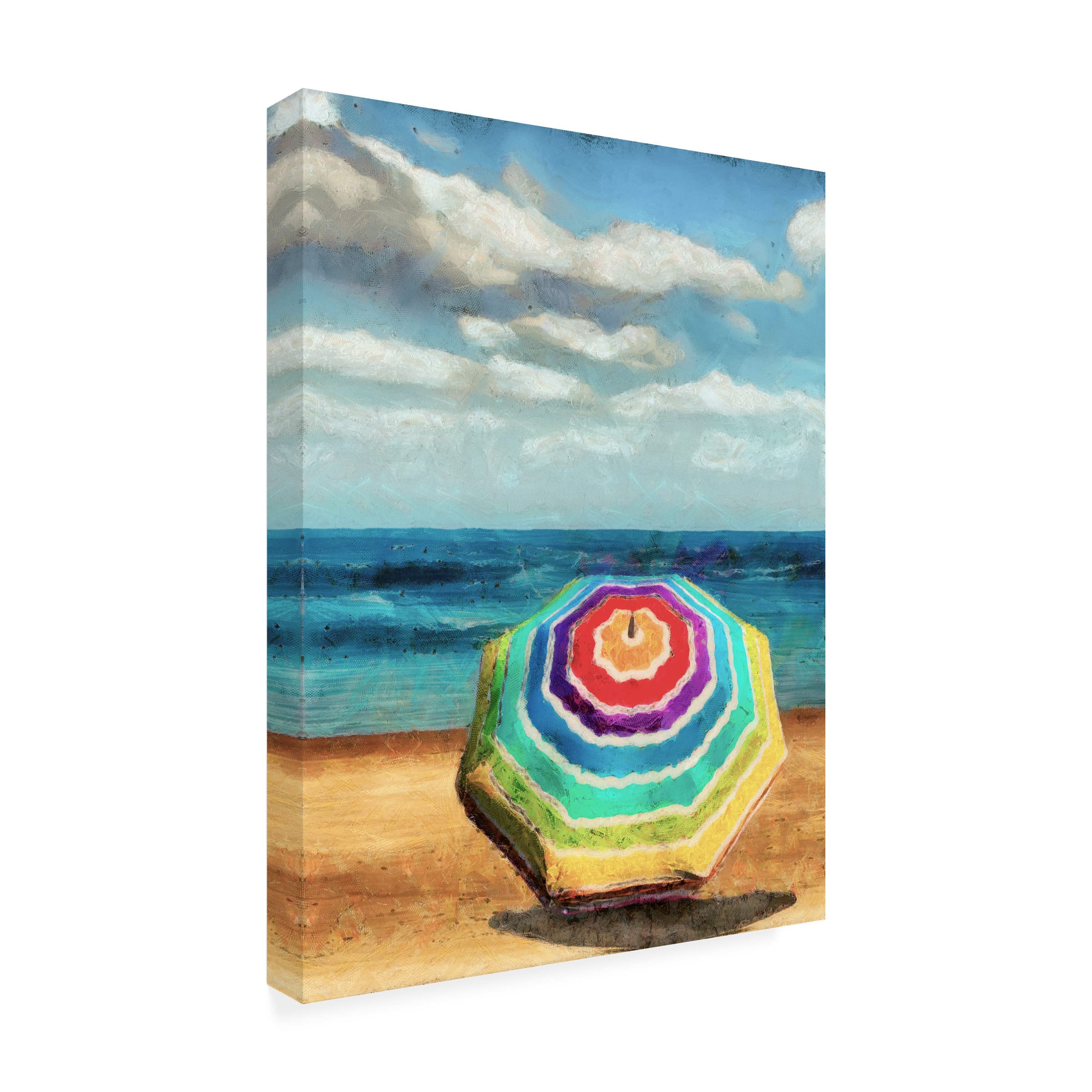 Trademark Fine Art 'Beach Umbrella I' Canvas Wall Art by Alonzo Saunders - Perfect for Living Room, Bedroom & Beach House Decor