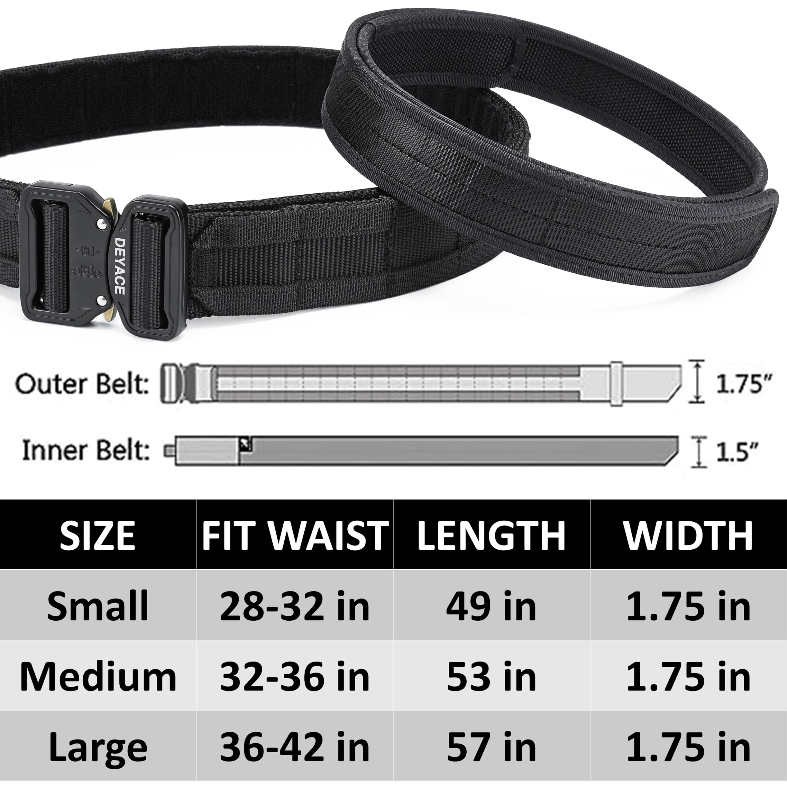 Quick Release Battle Belt - 1.75'' Tactical MOLLE Heavy Duty Belt with 1.5'' EDC Inner Belt for Law Enforcement, Military & Shooting Sports | Perfect for Range Training, Tactical Missions & Outdoor Adventures