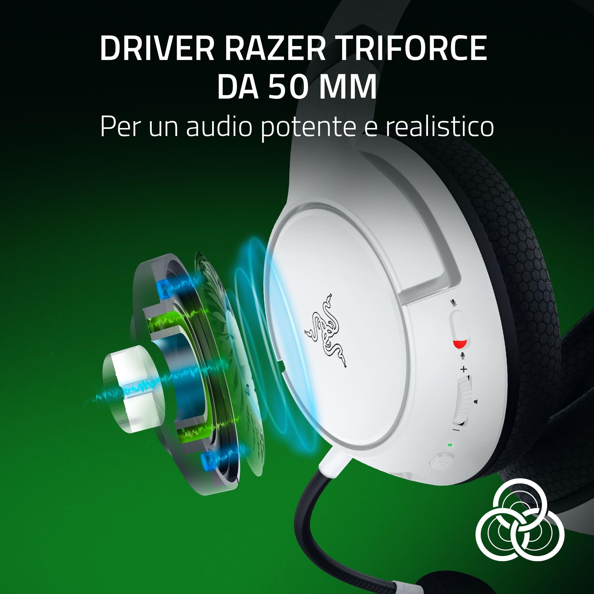 Razer Kaira HyperSpeed Wireless Gaming Headset for Xbox - 50mm TriForce Drivers, HyperClear Cardioid Mic, Multi-Platform White - Perfect for Xbox Series X|S, PC & Mobile Gaming