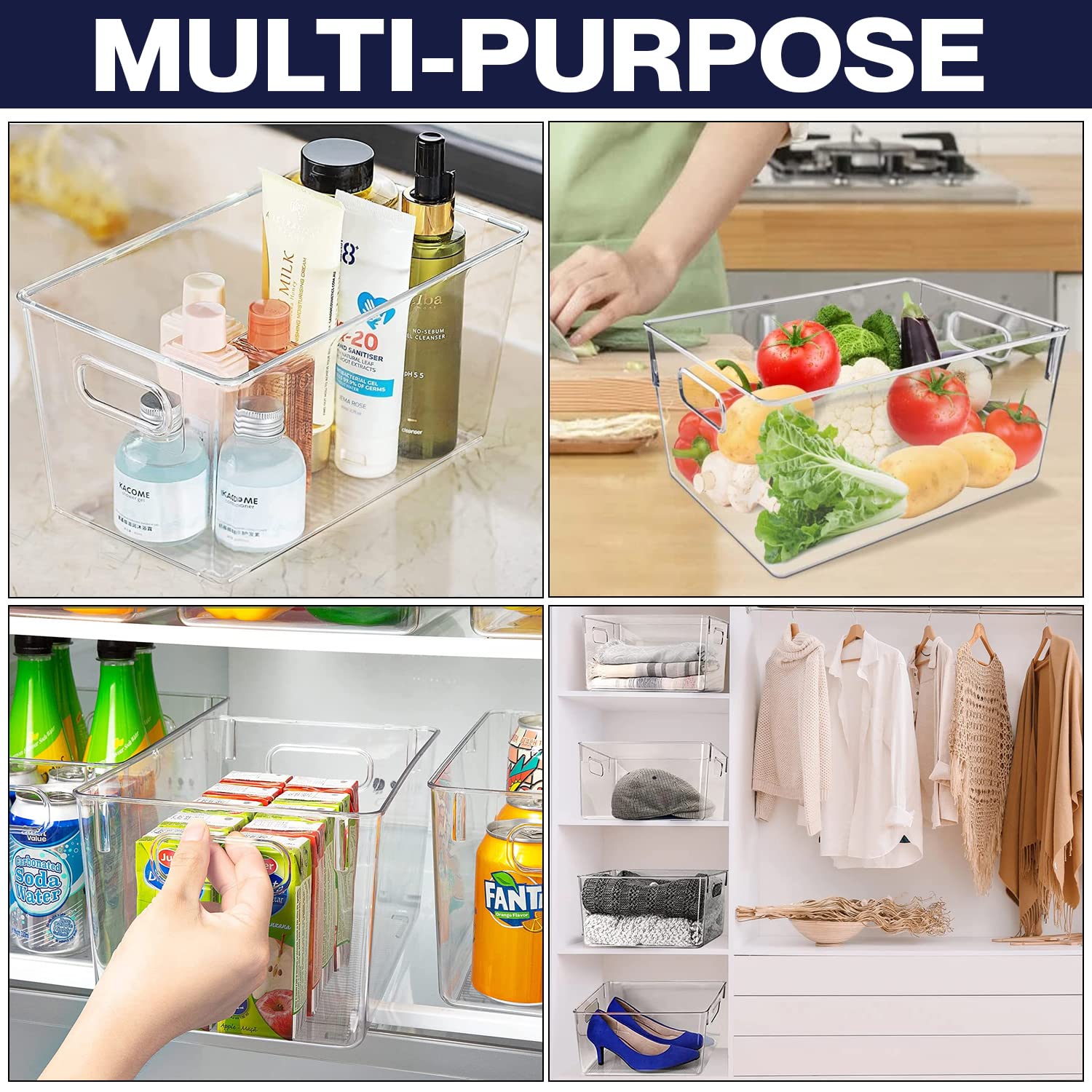 Clear Plastic Storage Bins - 10