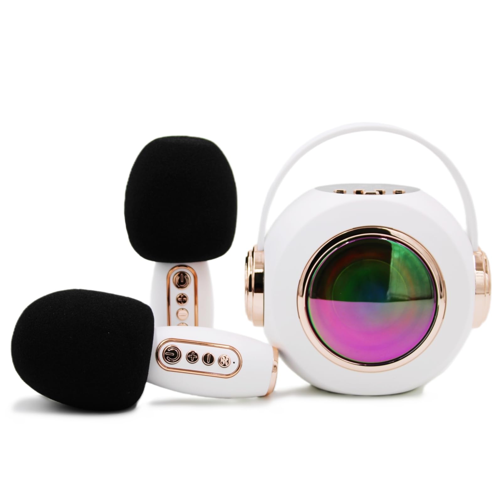 Portable Bluetooth Karaoke Machine for Kids & Adults - Wireless Karaoke Speaker with 2 Microphones, Music Player for Home Parties, Birthday Gifts & Family Gatherings (White) - Perfect for Indoor Singing, Travel Entertainment & Holiday Celebrations
