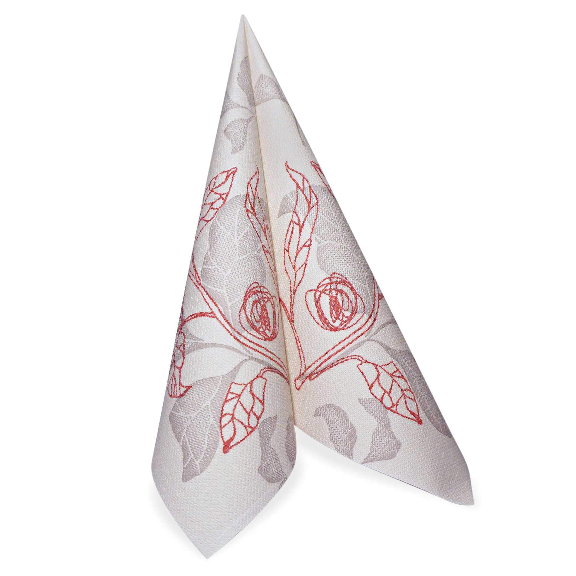 Eco-Friendly Disposable Paper Dinner Napkins - Red Floral Design, 50 Pack | Perfect for Parties, Weddings & Everyday Dining