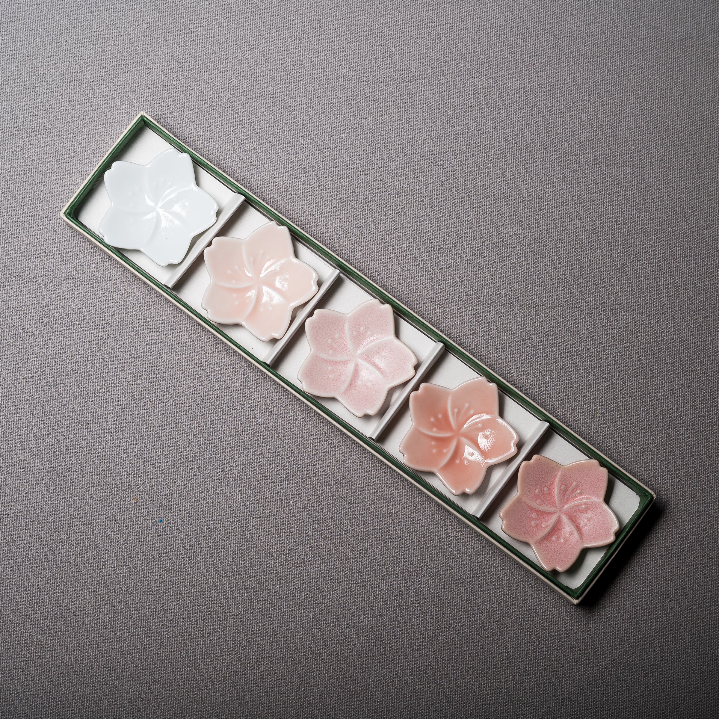Sakura 5-Piece Chopstick Rest Set - Japanese Cherry Blossom Ceramic Utensil Holder - Elegant Tableware Gift for Sushi, Asian Dining & Home Decor