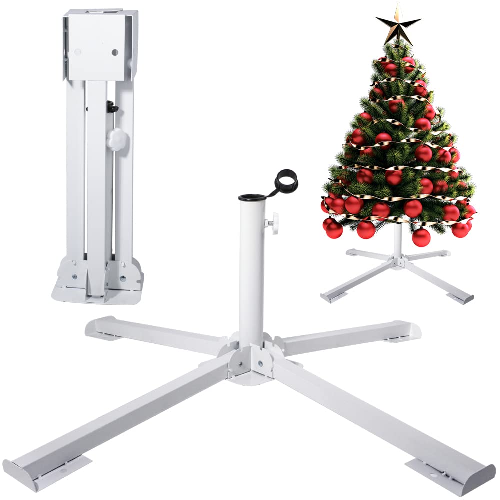Heavy Duty Folding Christmas Tree Stand for Artificial Trees - 33.5 Inches (85cm) White - Perfect for Home, Office & Holiday Decorations