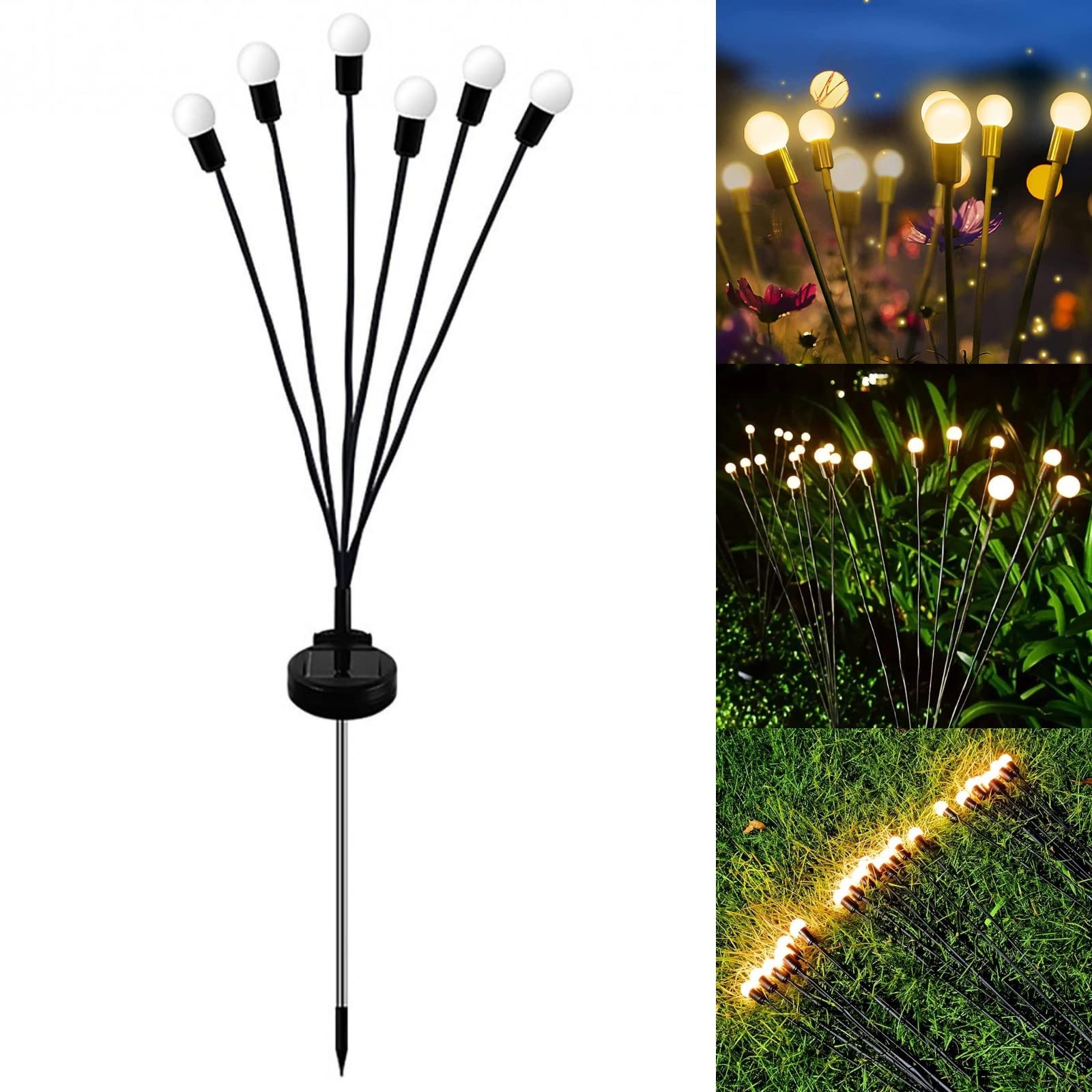 Solar Powered Firefly Lights - Outdoor Waterproof Solar Garden Lights with Wind Sway Effect, Decorative Starburst String Lights for Yard, Patio, Pathway - Perfect for Garden Decor, Landscape Lighting & Outdoor Parties