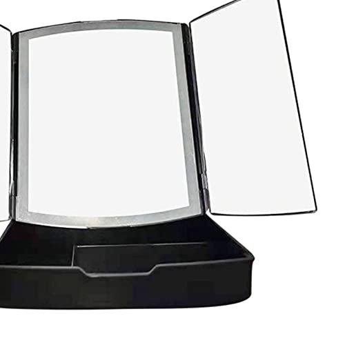 Siah LED Vanity Mirror with Touch Screen Dimming & Makeup Tray - Adjustable Brightness Black Makeup Mirror for Bedroom, Bathroom, Dressing Room (Perfect for Makeup Application, Skincare Routine & Hair Styling)
