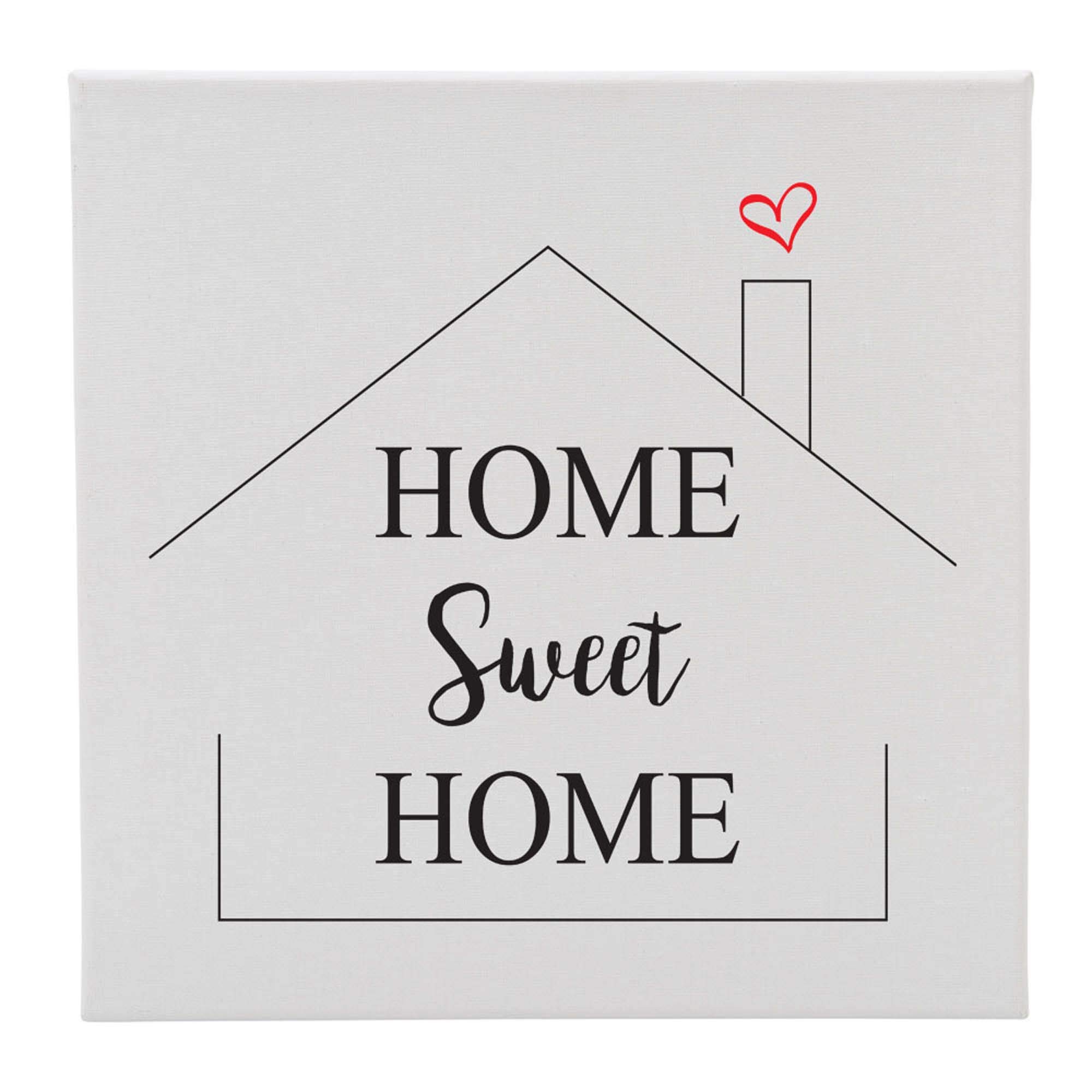 12 Inch White Square Canvas Wall Art - 'Home Sweet Home' Framed in Wood for Living Room, Bedroom & Office Decor