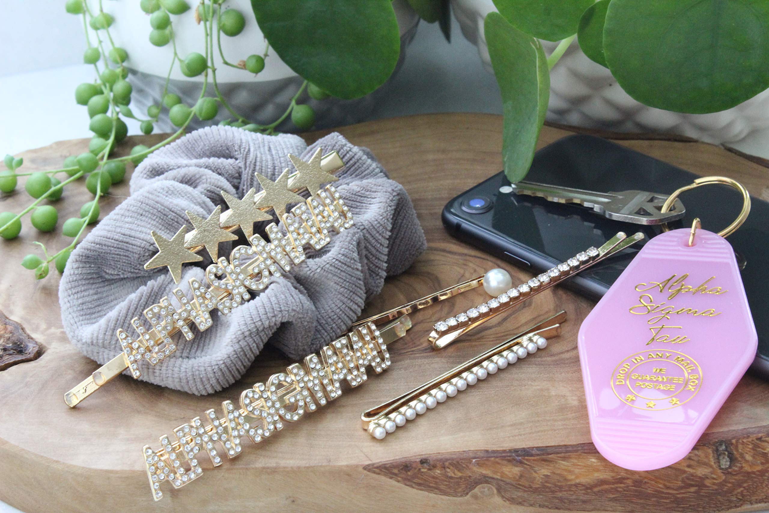 Alpha Sigma Tau Sorority Hair Clips - 6 Pack Hair Barrettes for Women & Girls - Perfect for Sorority Events, School, and Everyday Styling