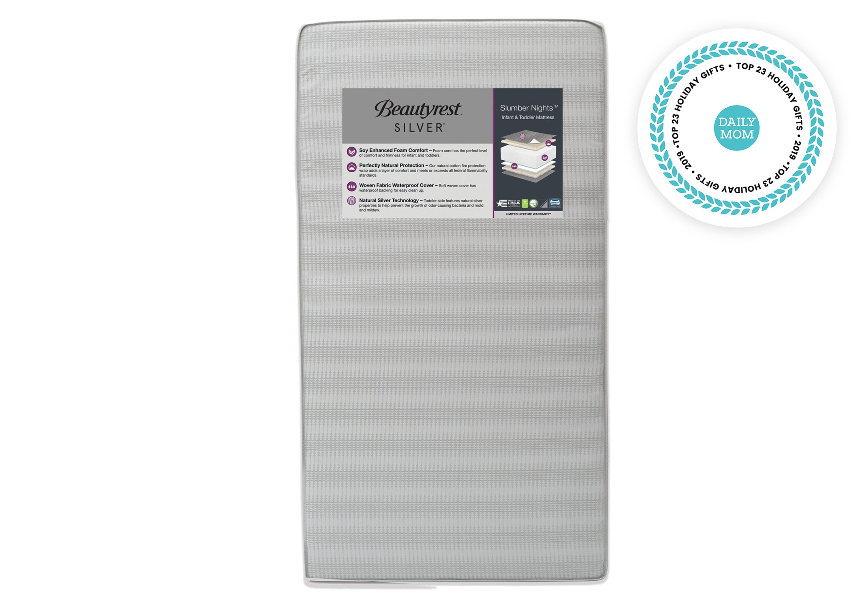 Beautyrest Silver Slumber Nights Crib & Toddler Mattress - Breathable Waterproof Baby Mattress for Safe Sleep | Perfect for Nursery, Daycare & Travel