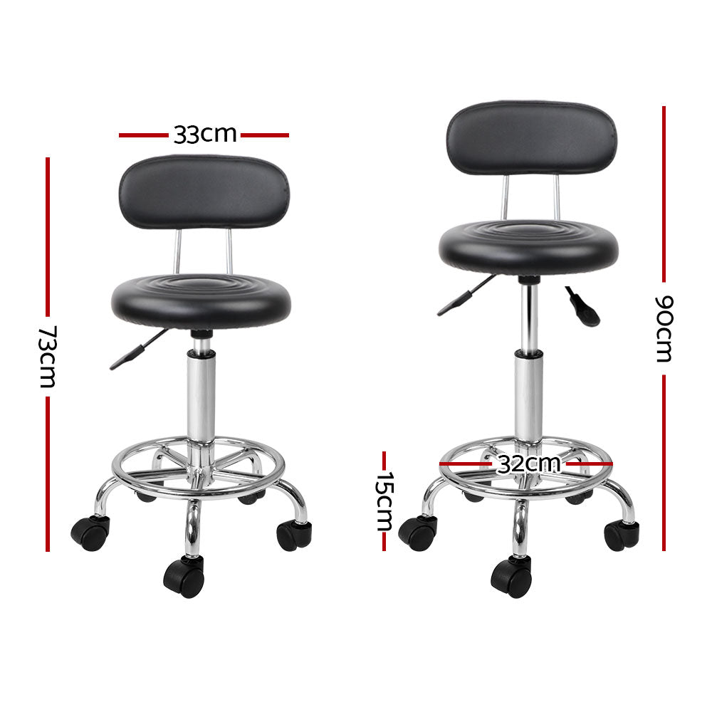 Professional Salon Stool Swivel Chair with Backrest - Adjustable Black Hairdressing Styling Chair for Barber Shops & Beauty Salons