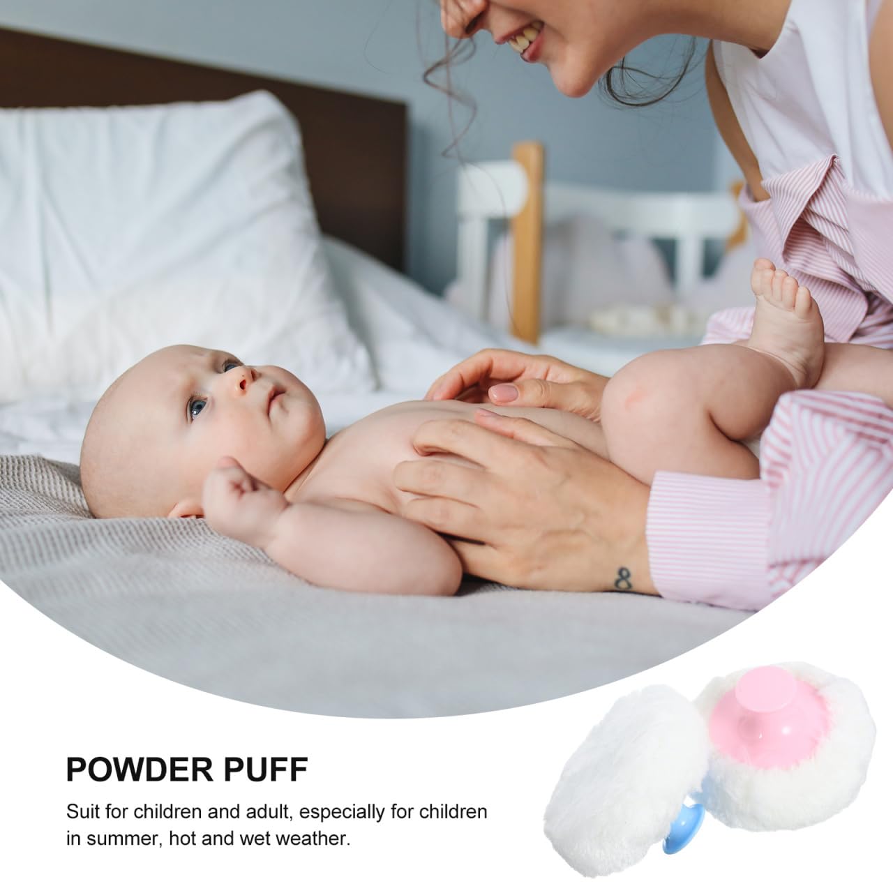 EXCEART 4Pcs Baby Talcum Powder Puff with Short Handles - Large Round Velour Body Powder Puff for Smooth Loose Powder Application | Makeup & Cosmetic Sponge for Babies, Kids & Adults | Perfect for Daily Skincare, Post-Bath Use & Gentle Makeup Blending