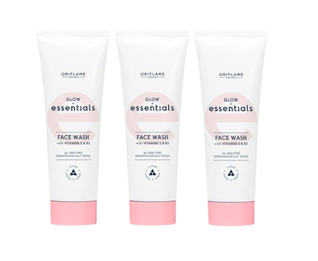 Vitamin E & B3 Brightening Face Wash with Niacinamide - 3 Pack (375ml) + Fashionable Hair & Headband Set - Skincare & Gym Essentials Combo for Clear Skin & Workout Style
