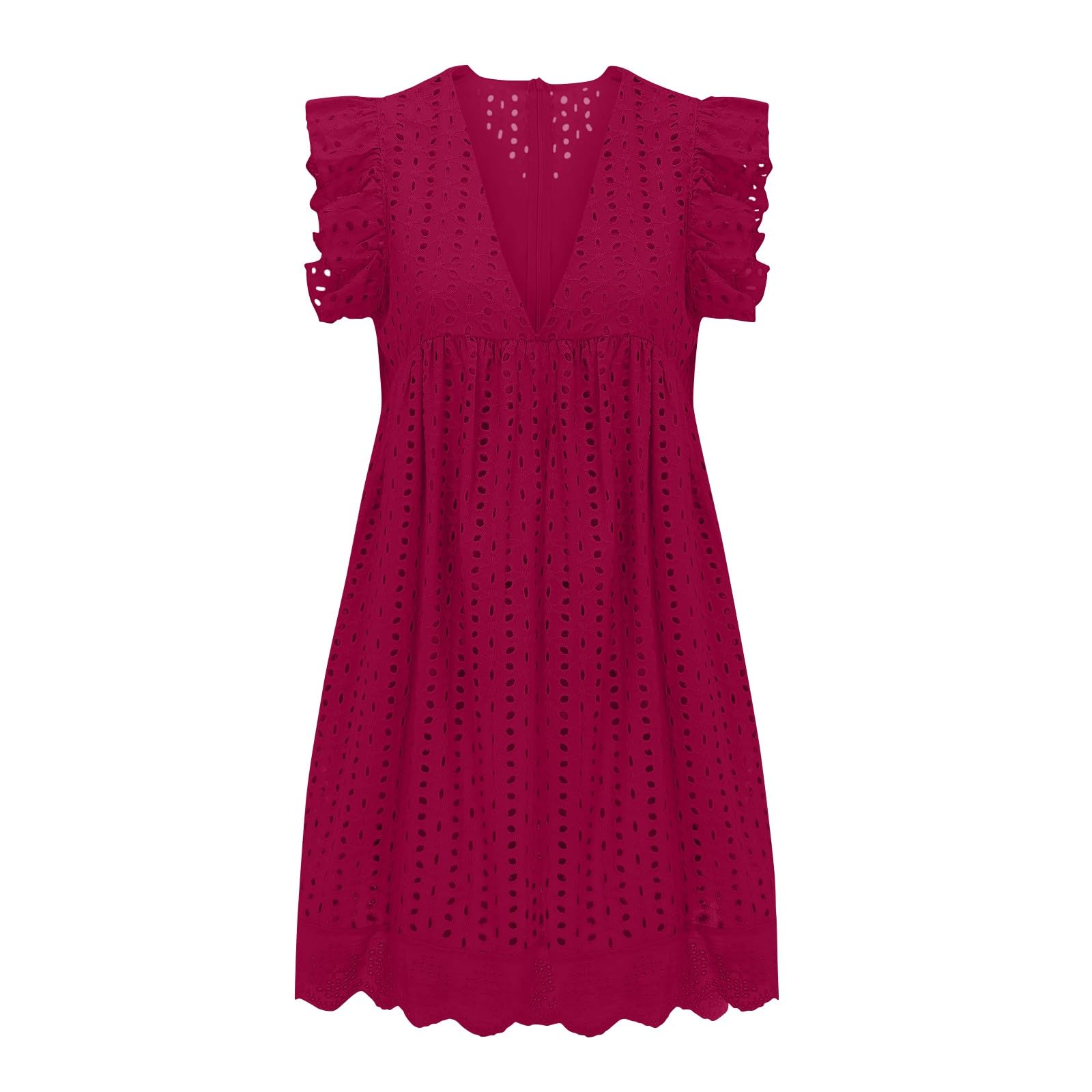 2024 Women's Party Dresses - Casual Sleeveless V-Neck Ruffle Sundress for Beach, Vacation & Summer | Plus Size Flowy Mini Dress for Date Night, Cocktail Parties & Outdoor Events