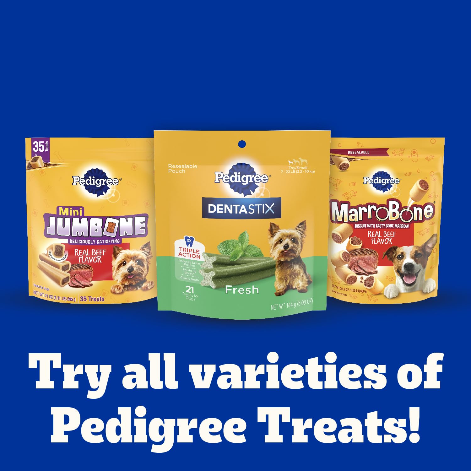 Pedigree Dentastix Toy & Small Breed Dog Treats - Original Beef Flavor & Fresh Variety Pack, 2.36 lb (157 Chews) - Dental Care for Small Dogs, Daily Oral Hygiene & Teeth Cleaning Treats