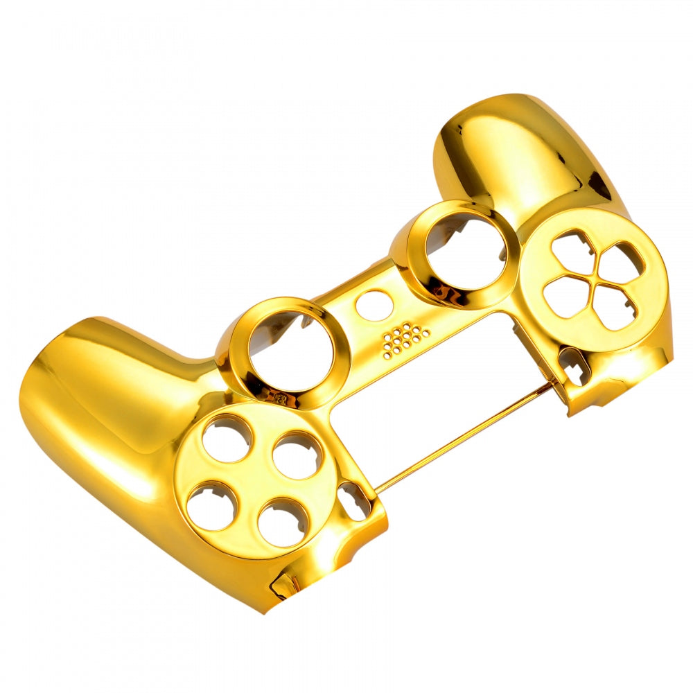 eXtremeRate Chrome Gold Replacement Faceplate for PS4 Slim & PS4 Pro Controller (CUH-ZCT2/JDM-040/050/055) - Premium Custom Shell Cover for Gaming Enthusiasts - Perfect for Controller Modding & Personalization