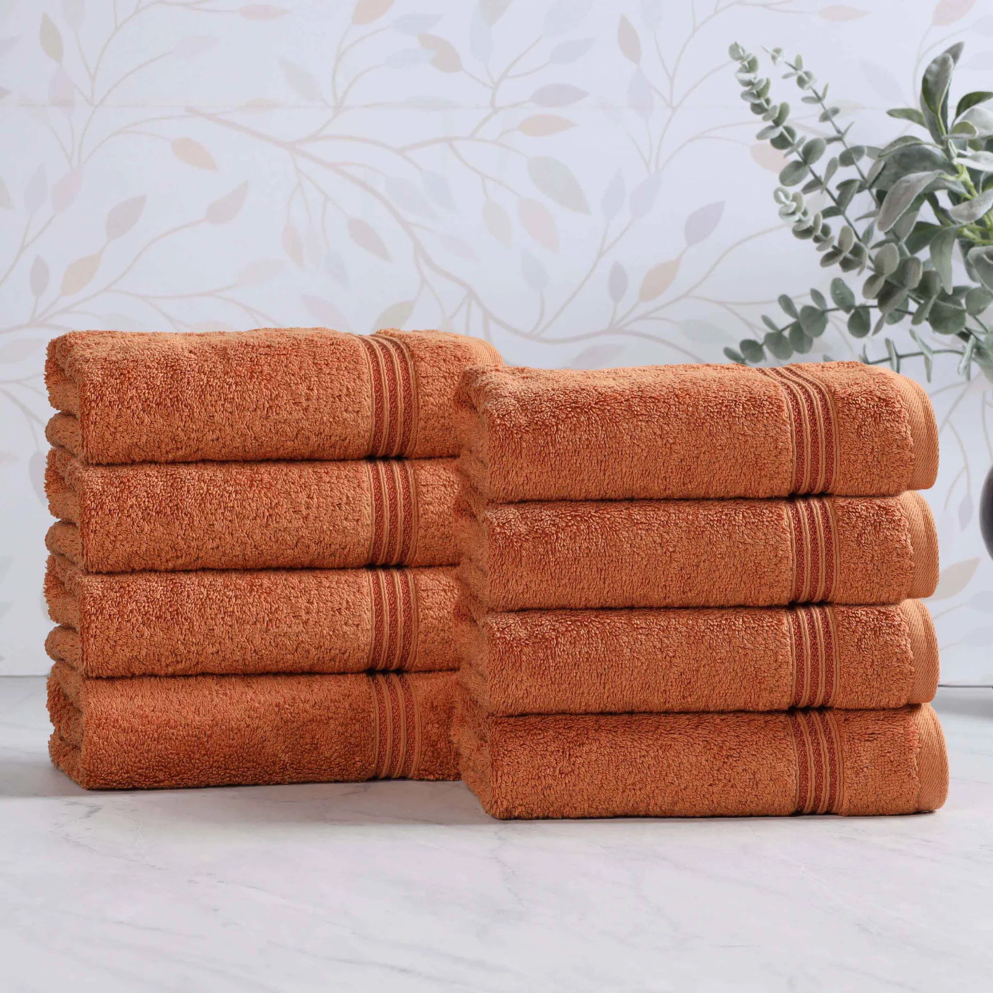 Premium 100% Egyptian Cotton Plush Hand Towels - Ultra Soft & Absorbent Bath Towel Set of 8 for Bathroom, Kitchen & Spa Luxury (24x16 Inches)
