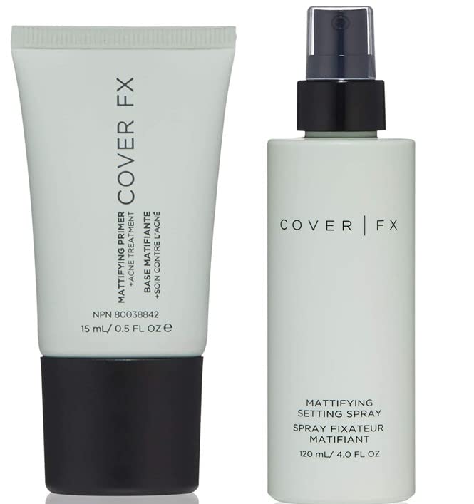 Cover FX Mattifying Primer & Setting Spray - Oil Control, Pore Minimizer for Acne-Prone Skin | Travel Size Makeup Base & Finishing Spray for Long-Lasting Matte Finish (Perfect for Daily Wear, Special Occasions & On-the-Go Touchups)