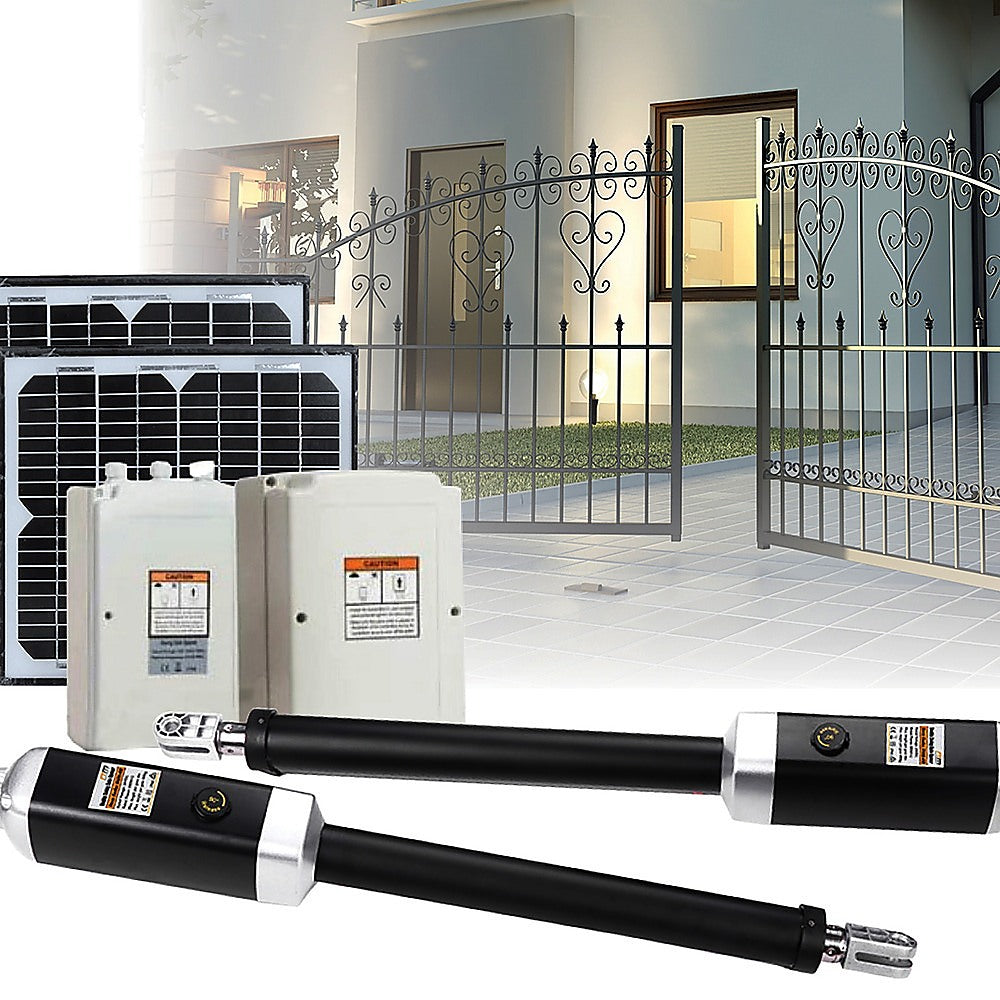 1200KG 20W Solar Powered Automatic Double Swing Gate Opener with Remote Control - Perfect for Driveway, Farm, and Commercial Property Security
