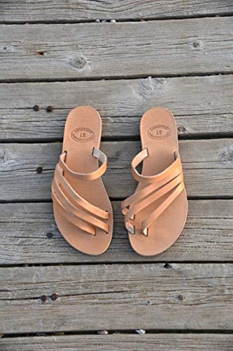 Greek Leather Sandals for Women - Handmade Gladiator Sandals with Straps | Slip On Summer Sandals for Beach, Wedding & Casual Wear | Ancient Greek Inspired Leather Footwear