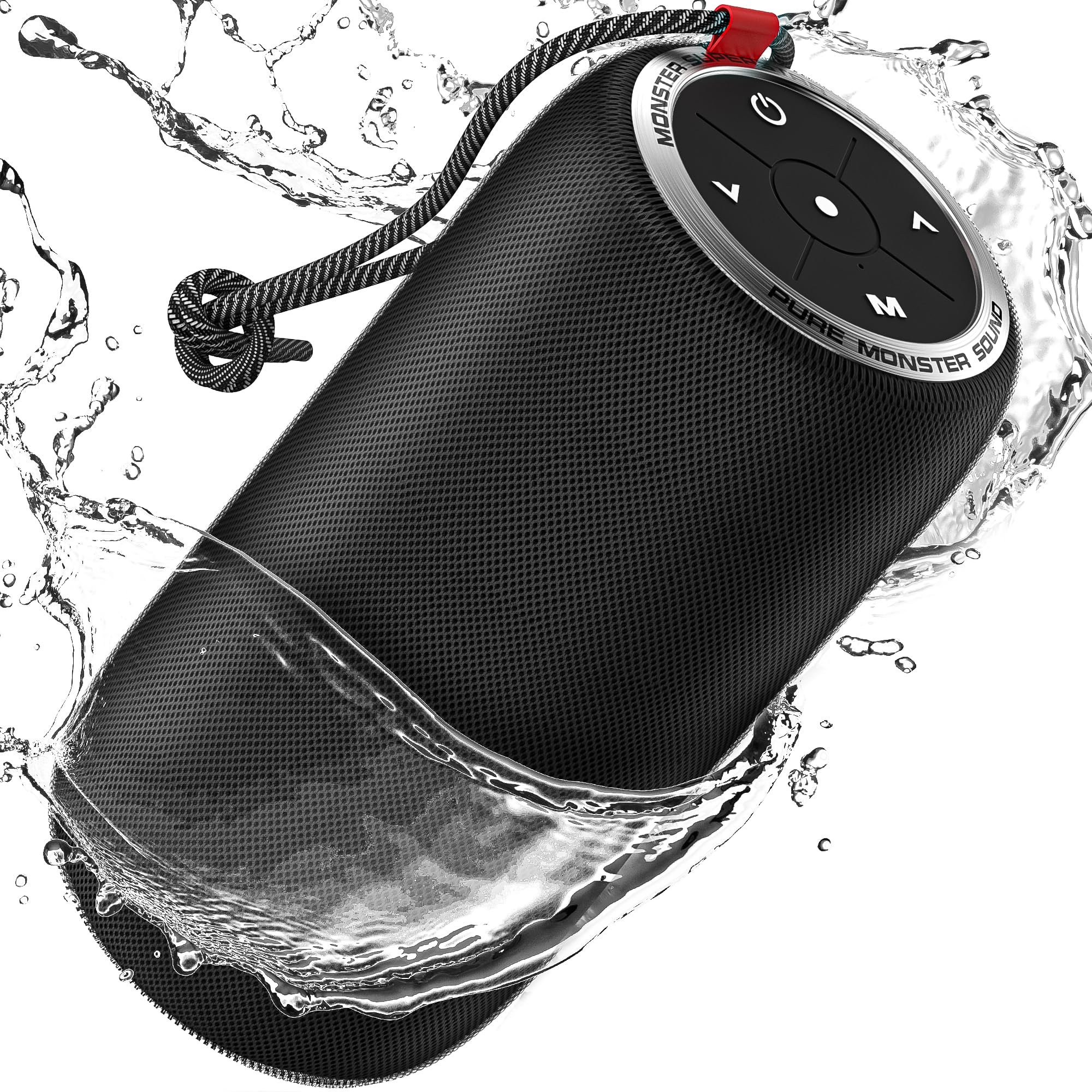 Monster S310 Bluetooth Speaker - 30W Portable Wireless Speaker with True Stereo Pairing, IPX5 Waterproof, Bluetooth 5.2, Built-in Mic, 24H Battery - Perfect for Outdoor, Camping, Beach & Home Use (Black)