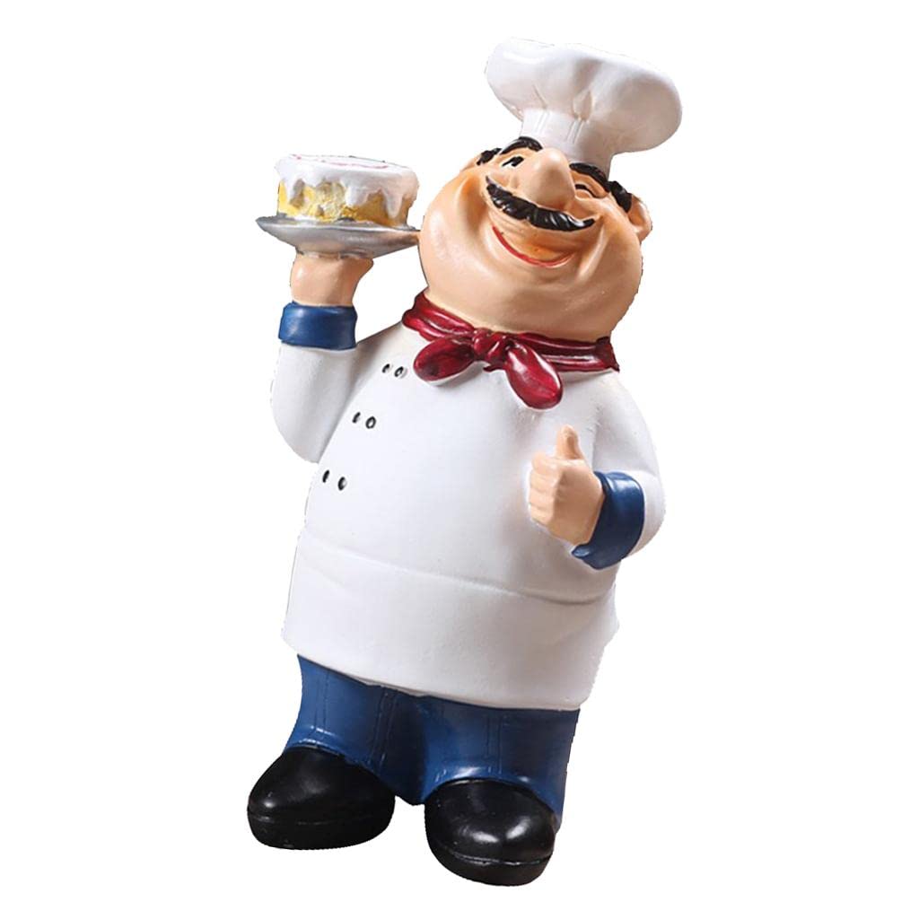 2-Piece Modern Beige Chef Figurine Set - Elegant Kitchen Decor for Home, Restaurant & Office - Perfect for Countertop, Shelf & Table Display