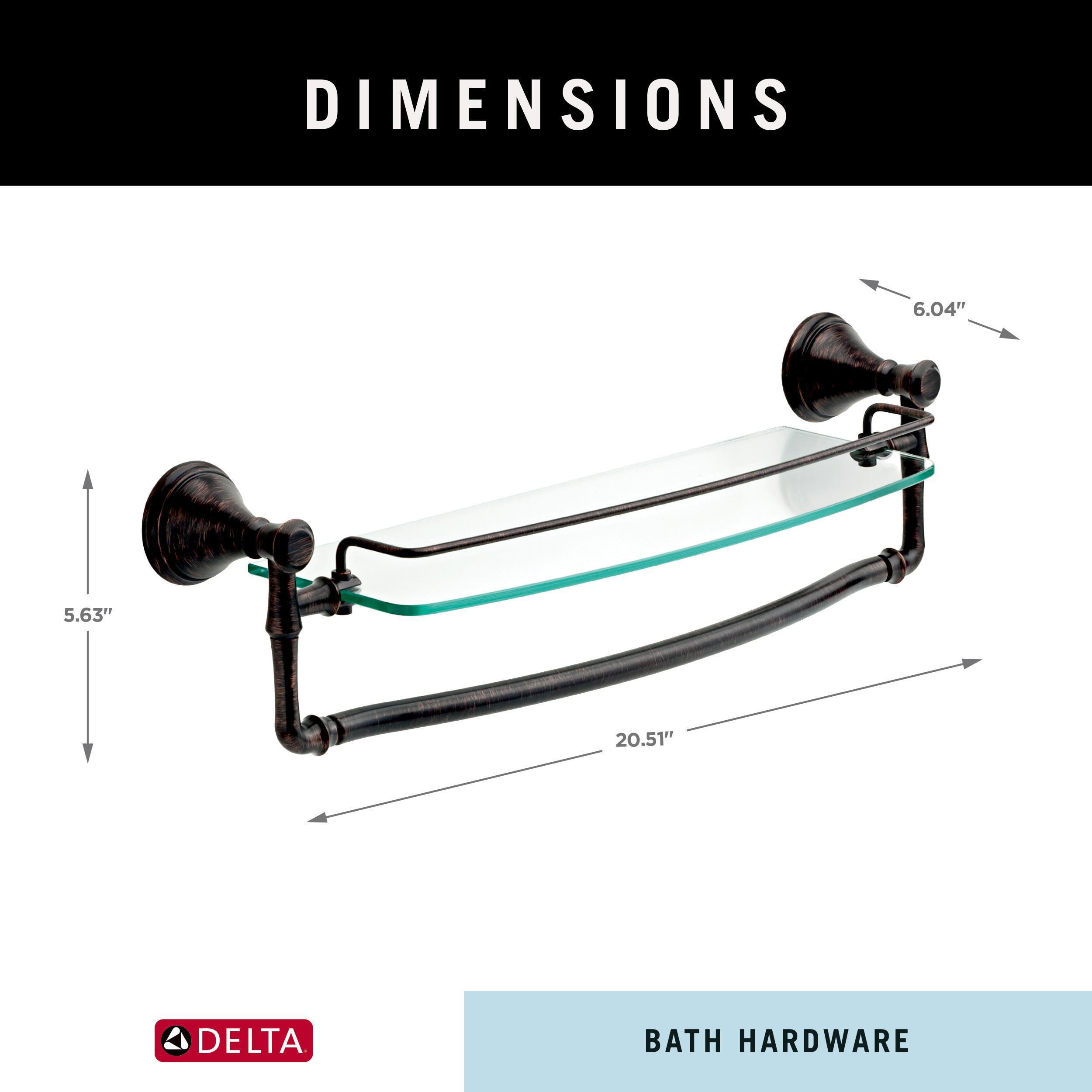 Delta 79710-RB Cassidy 18-inch Glass Bathroom Shelf with Towel Bar in Venetian Bronze - Perfect for Bathroom Storage and Organization