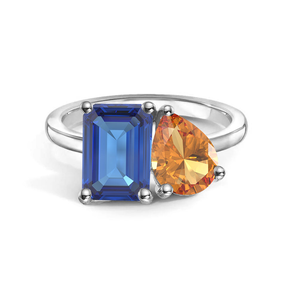 Toi et Moi Personalized Sapphire Birthstone Ring | Custom Anniversary Jewelry Gift for Her | Perfect for Weddings, Engagements & Romantic Occasions