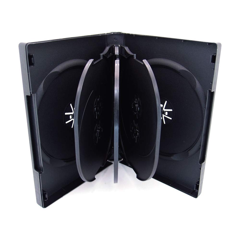 Maxtek Black 8-Disc DVD Storage Cases - 10 Pack with 3 Flip Trays & Clear Outer Sleeves | Perfect for Movie Collections, Video Archives & Media Organization
