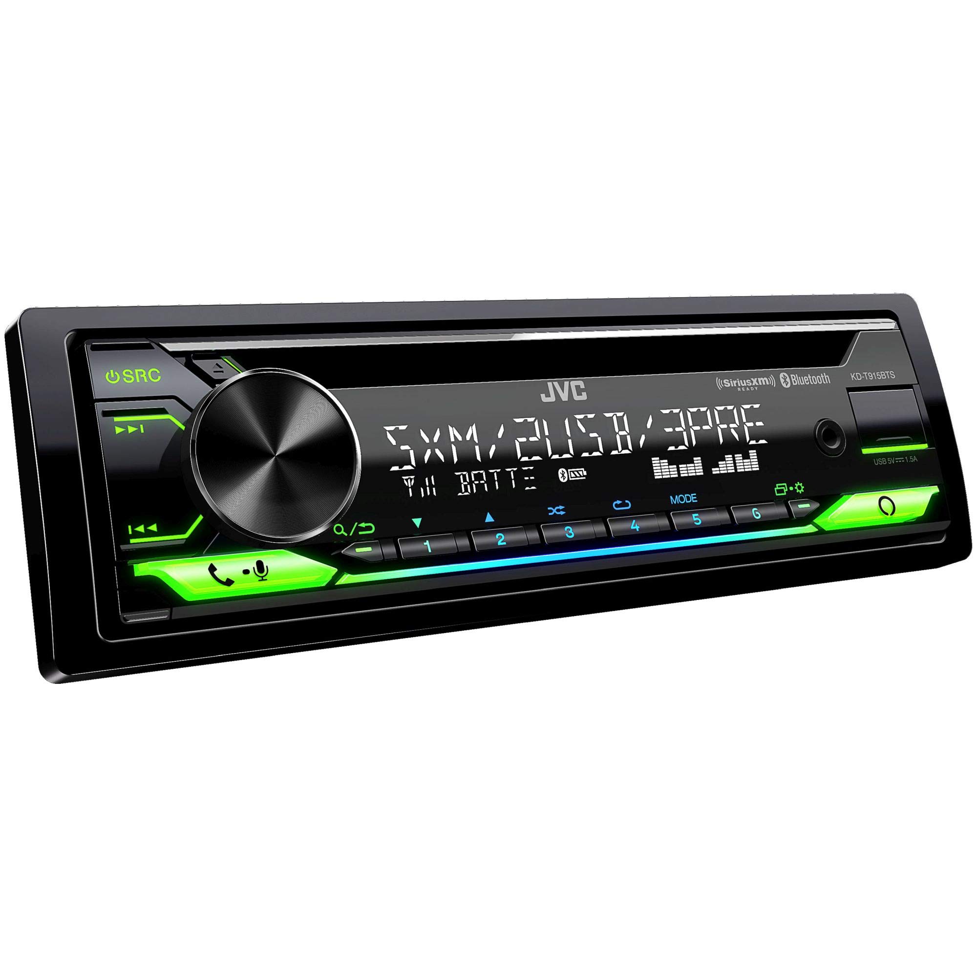 JVC KD-T915BTS Bluetooth Car Stereo with CD Player, Dual USB Ports, AUX Input & Amazon Alexa - SiriusXM Ready + 2 Pairs JVC 6x8