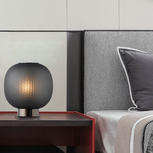 Modern LED Glass Lantern Bedside Table Lamp - Stylish Nightstand Lighting for Bedroom, Living Room & Office Decor